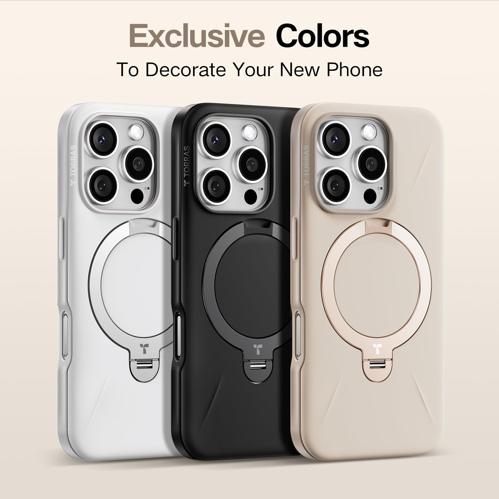 Foto 8 pulgar | Funda De Teléfono Torras Ostand Spin Para Iphone 16 Pro Dune Beige - Venta Internacional.