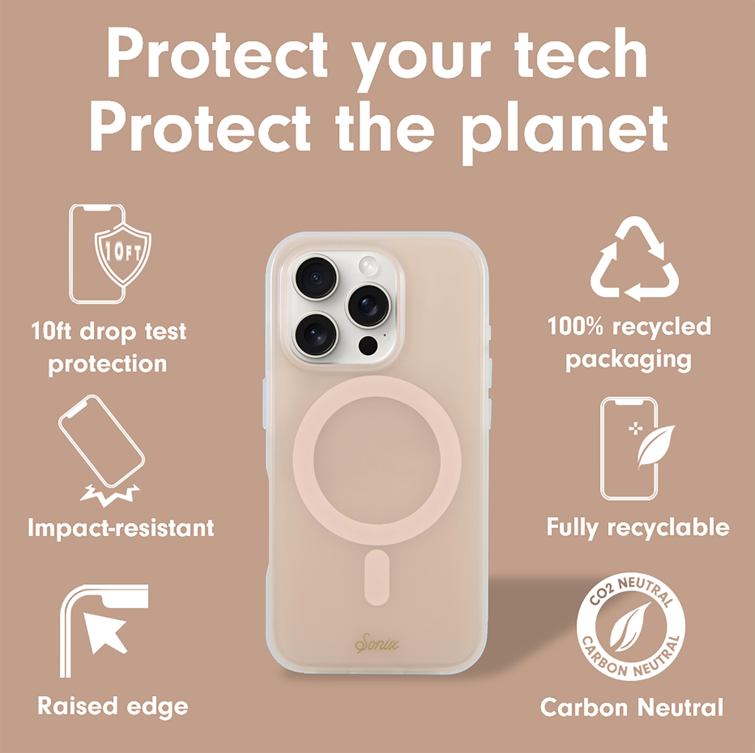 Foto 5 pulgar | Funda De Teléfono Sonix Para Iphone 16 Pro Magsafe 3m Drop Jelly Apricot - Venta Internacional.
