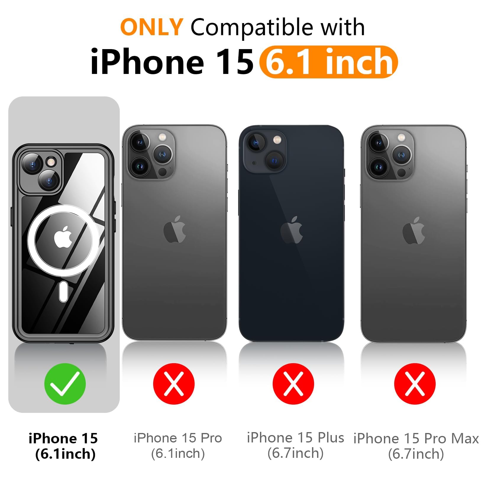 Foto 3 pulgar | Funda De Teléfono Temdan Magnética Impermeable Para Iphone 15 De 6.1 Pulgadas - Venta Internacional.
