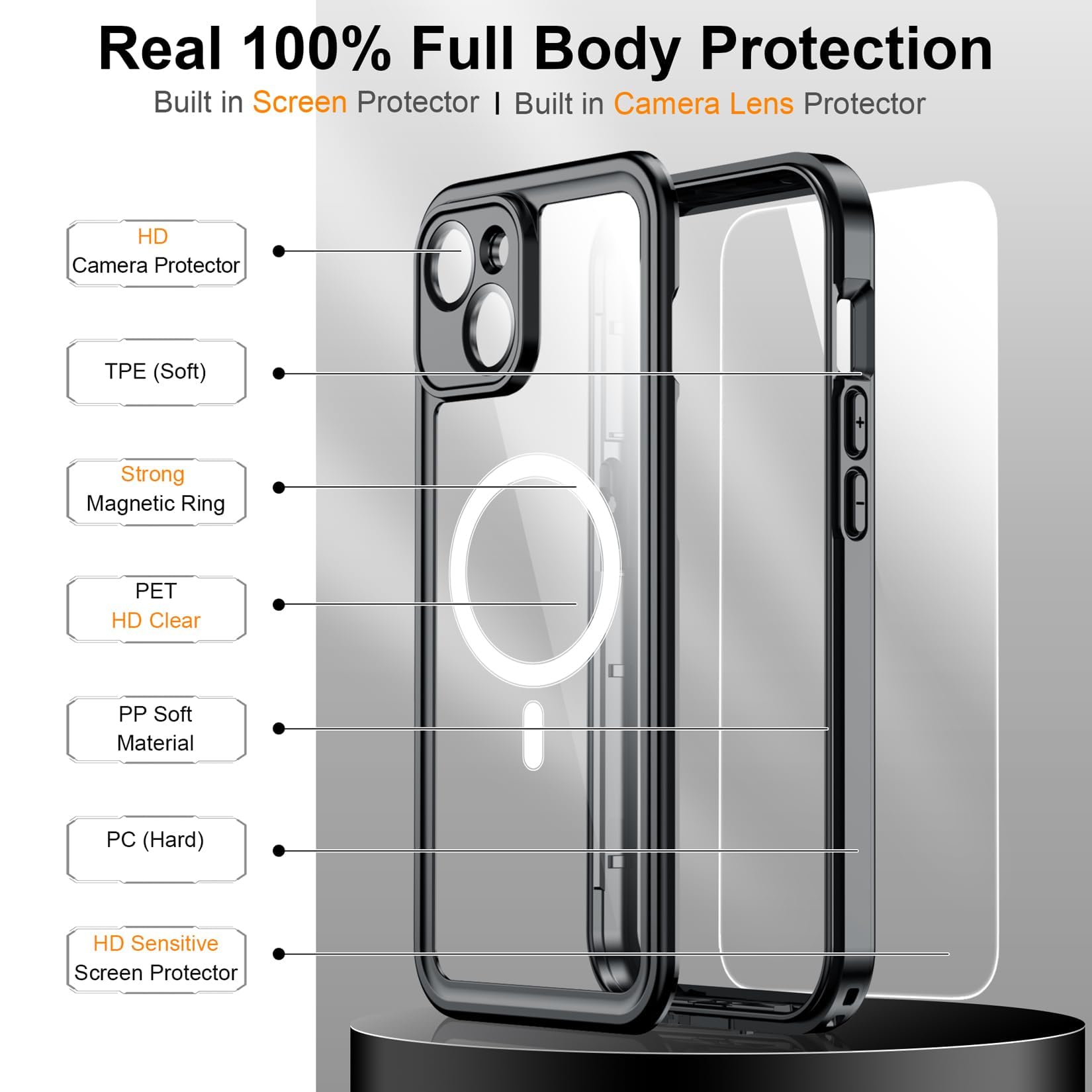 Foto 6 pulgar | Funda De Teléfono Temdan Magnética Impermeable Para Iphone 15 De 6.1 Pulgadas - Venta Internacional.