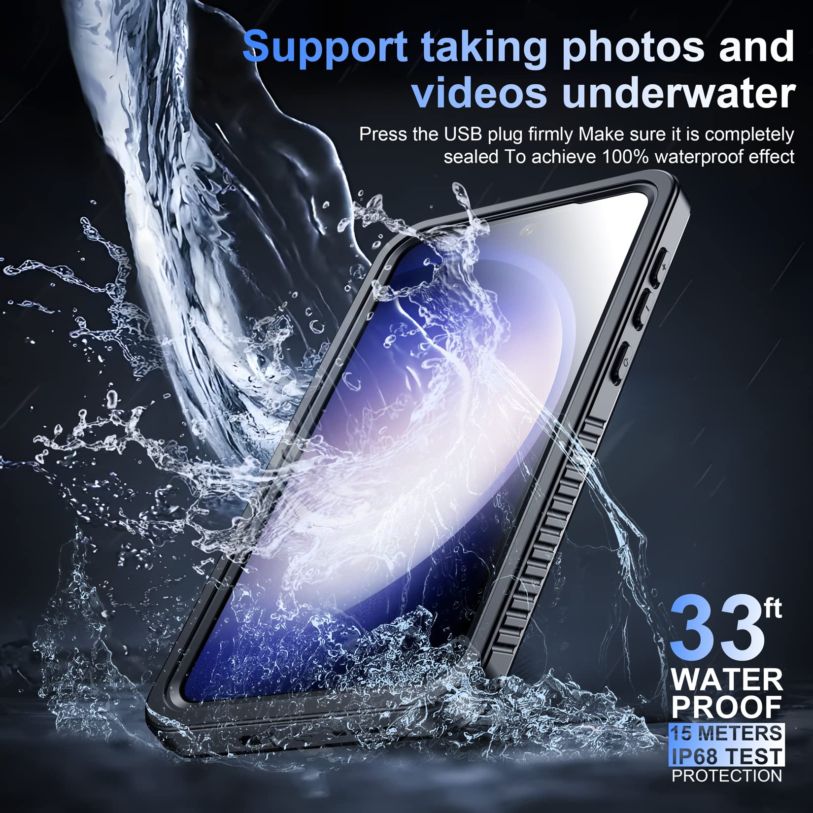 Foto 3 | Funda De Teléfono Temdan Para Samsung Galaxy S23 Impermeable Negra - Venta Internacional.