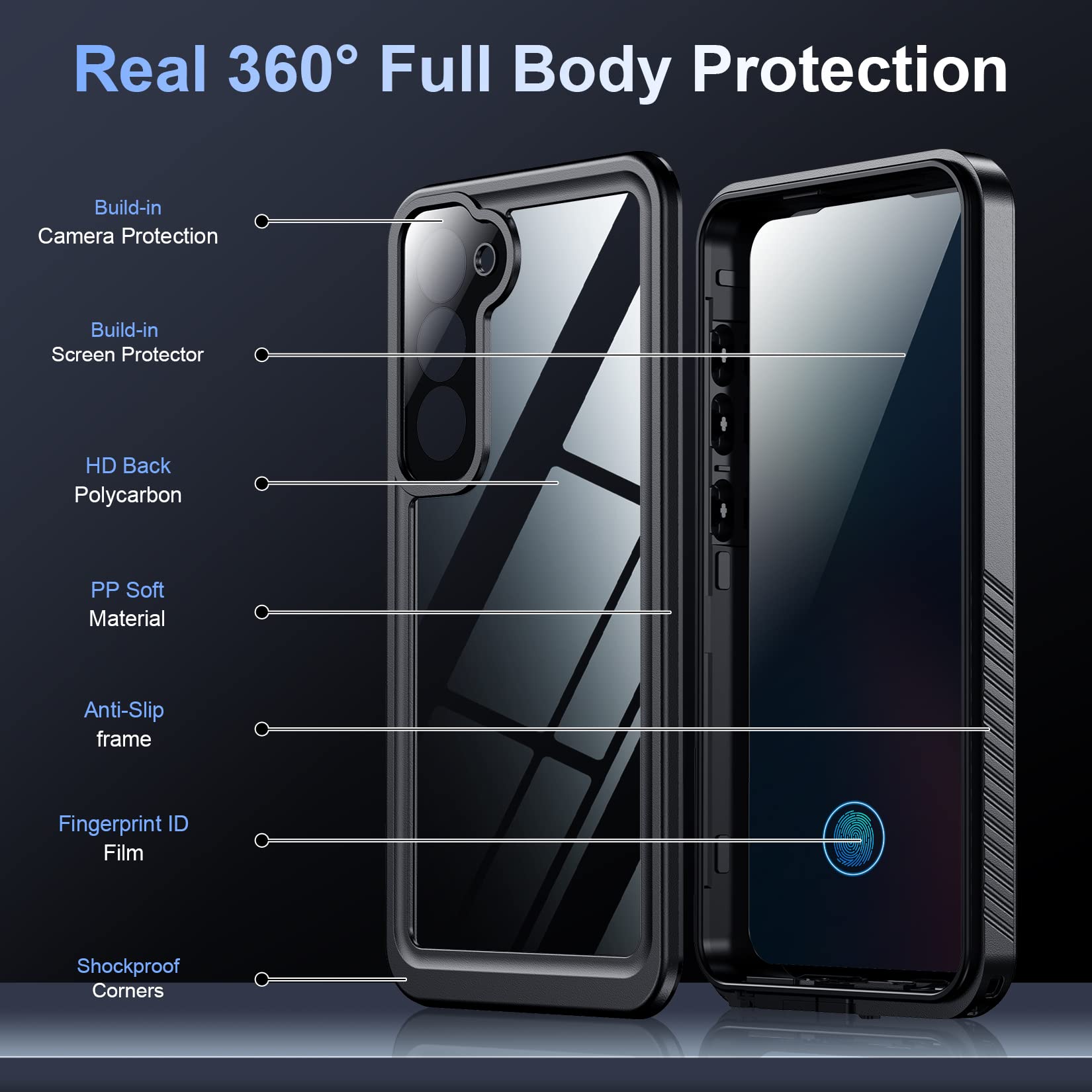 Foto 6 pulgar | Funda De Teléfono Temdan Para Samsung Galaxy S23 Impermeable Negra - Venta Internacional.