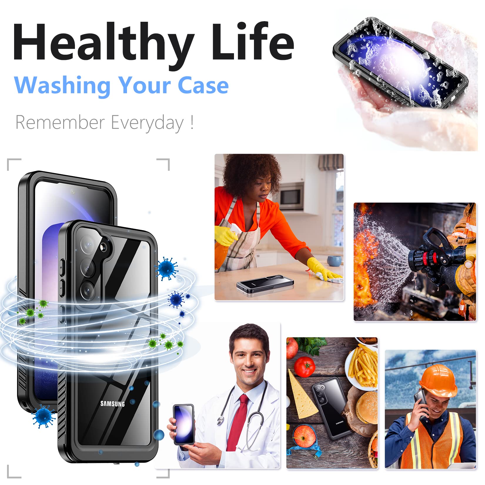 Foto 6 | Funda De Teléfono Temdan Para Samsung Galaxy S23 Impermeable Negra - Venta Internacional.