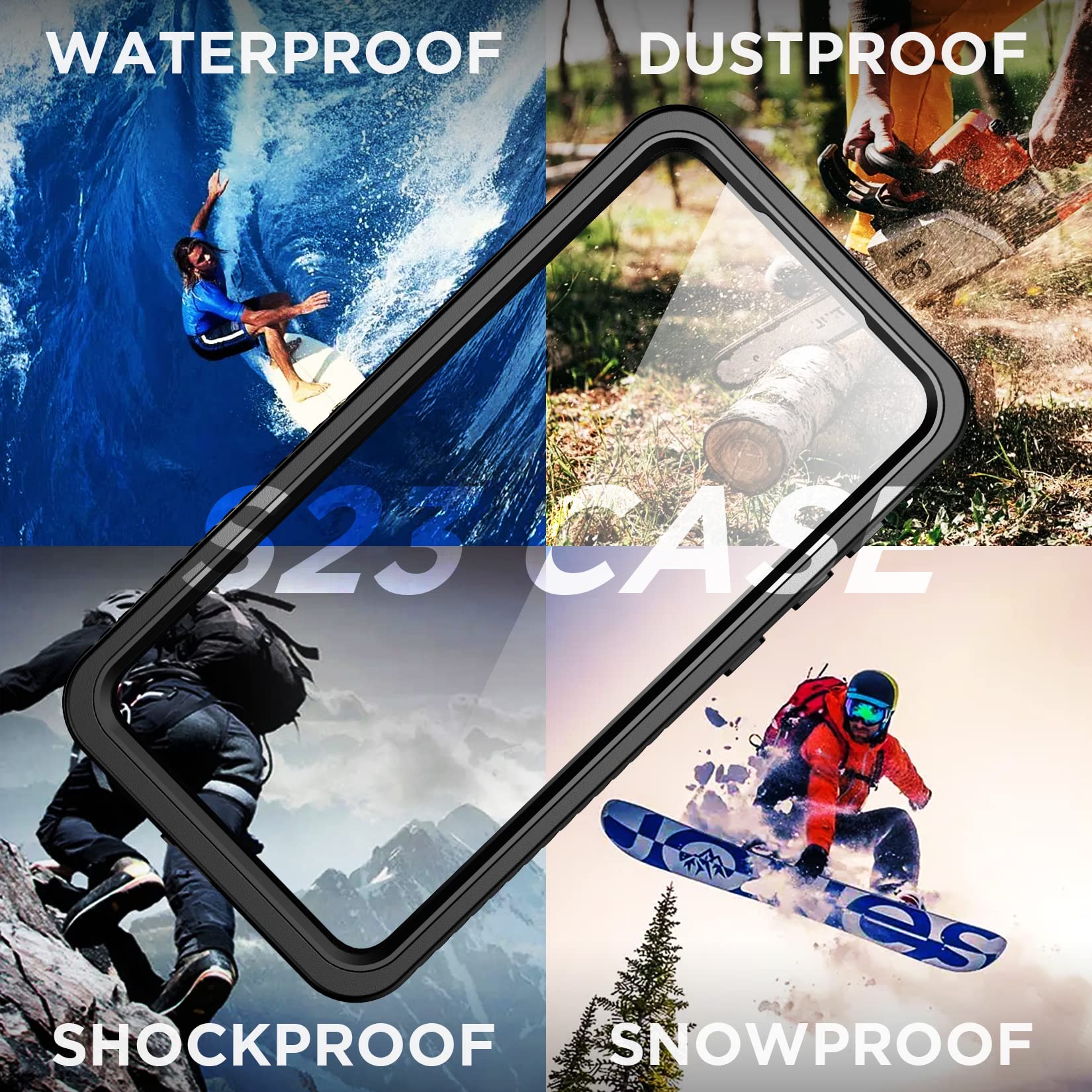 Foto 8 pulgar | Funda De Teléfono Temdan Para Samsung Galaxy S23 Impermeable Negra - Venta Internacional.