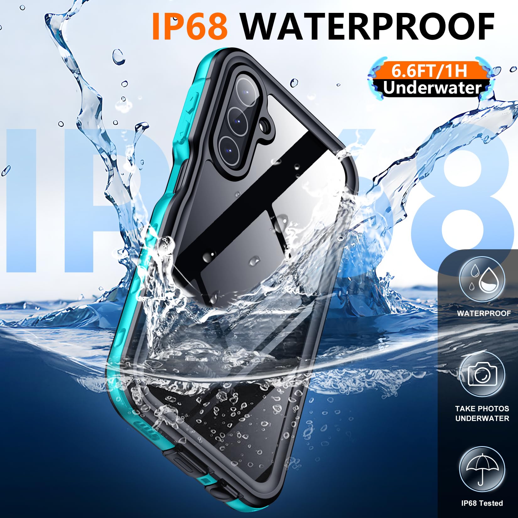 Foto 4 pulgar | Funda Spidercase Impermeable Y Totalmente Resistente Para Samsung A15 5g, Color Verde Azulado - Venta Internacional.