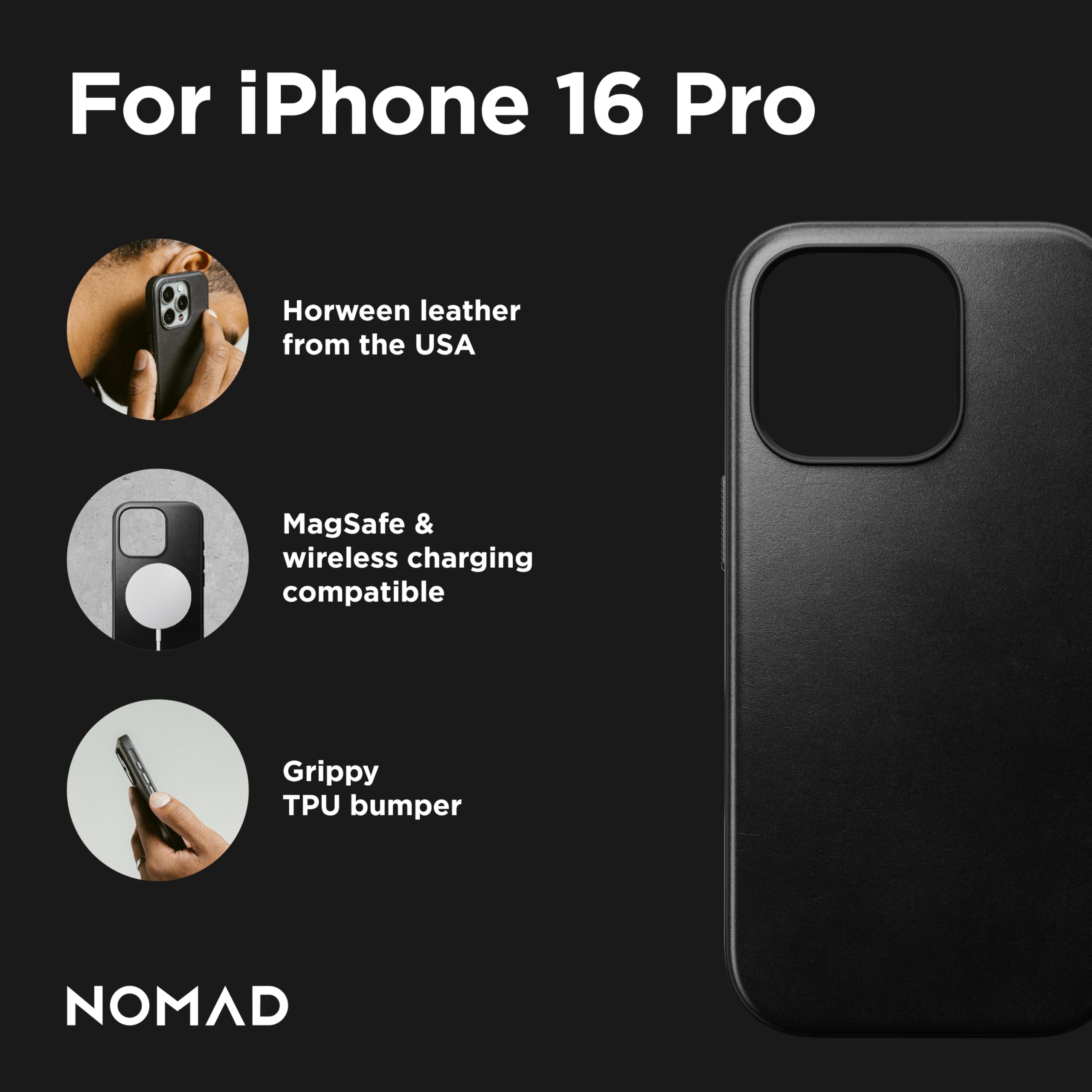 Foto 4 pulgar | Funda De Piel Para Iphone 16 Pro Nomad Modern Black - Venta Internacional.