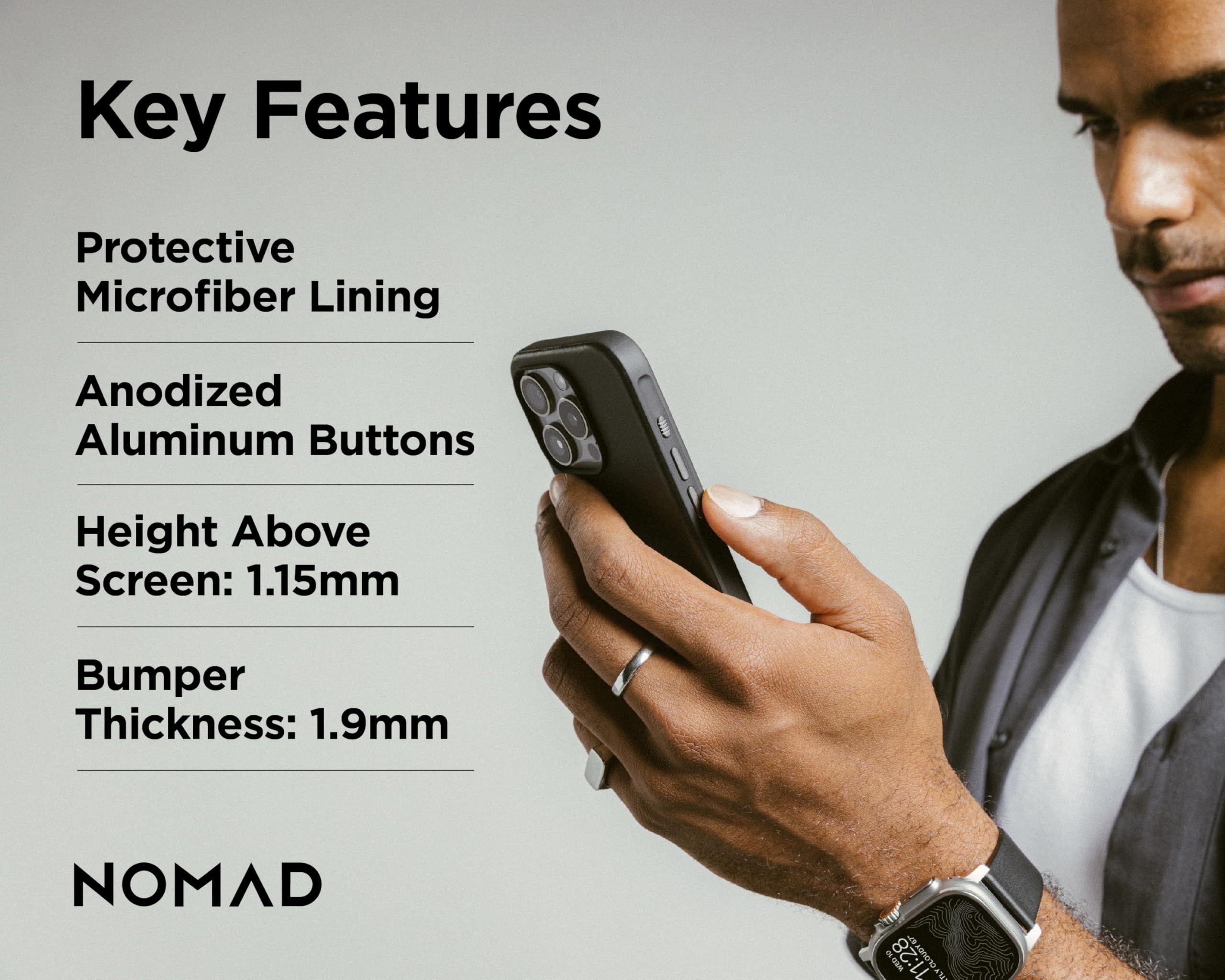 Foto 5 pulgar | Funda De Piel Para Iphone 16 Pro Nomad Modern Black - Venta Internacional.