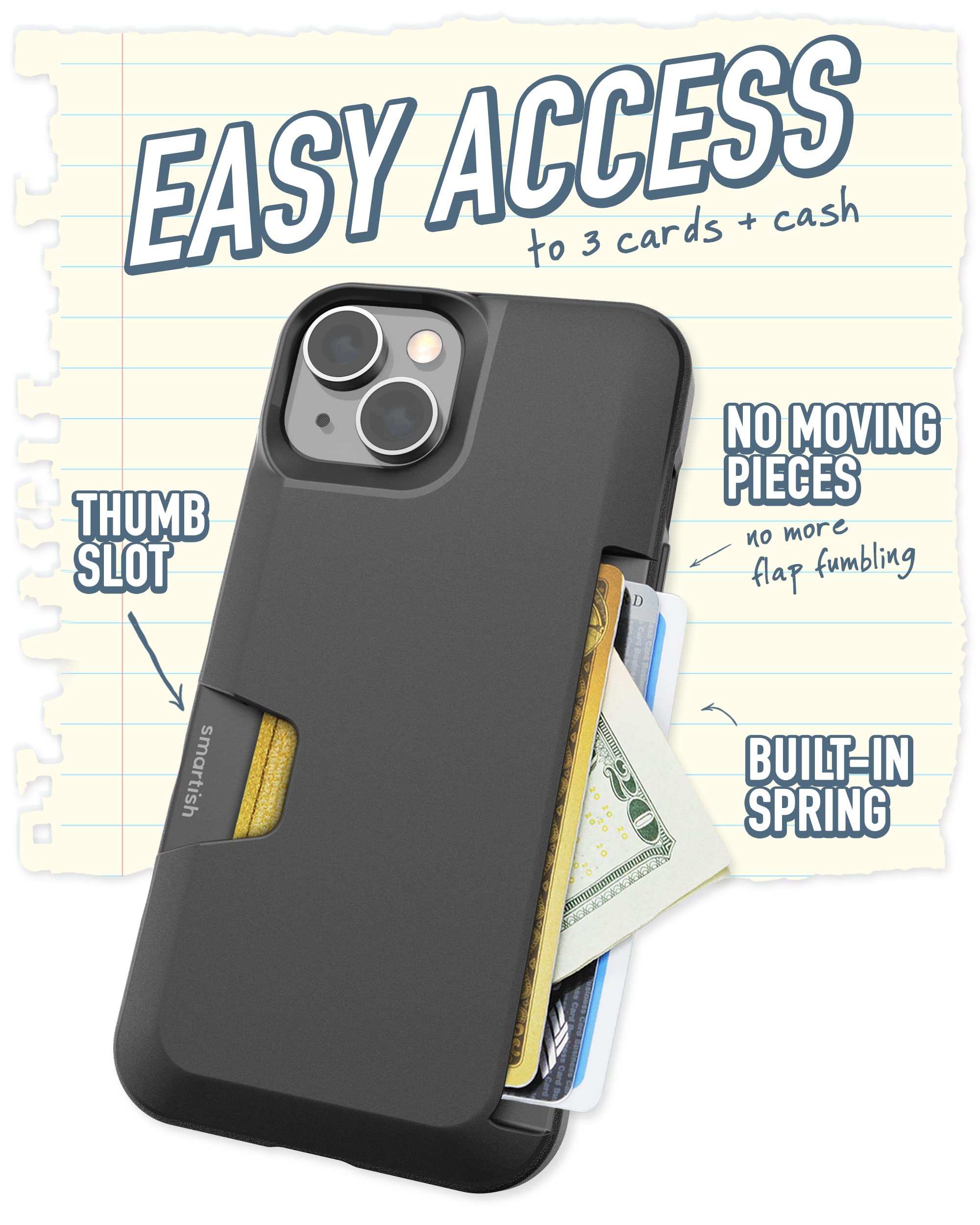 Foto 3 pulgar | Funda Tipo Cartera Smartish  Para Iphone 14 Wallet Slayer Vol. 1, Negra - Venta Internacional.