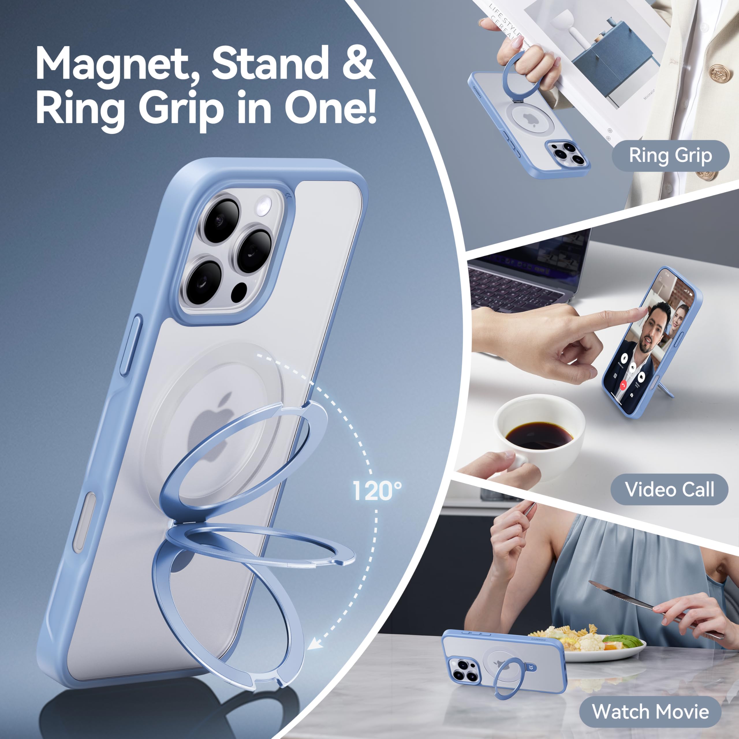 Foto 4 pulgar | Funda De Teléfono Casekoo Diseñada Para Iphone 16 Pro Con Soporte - Venta Internacional.