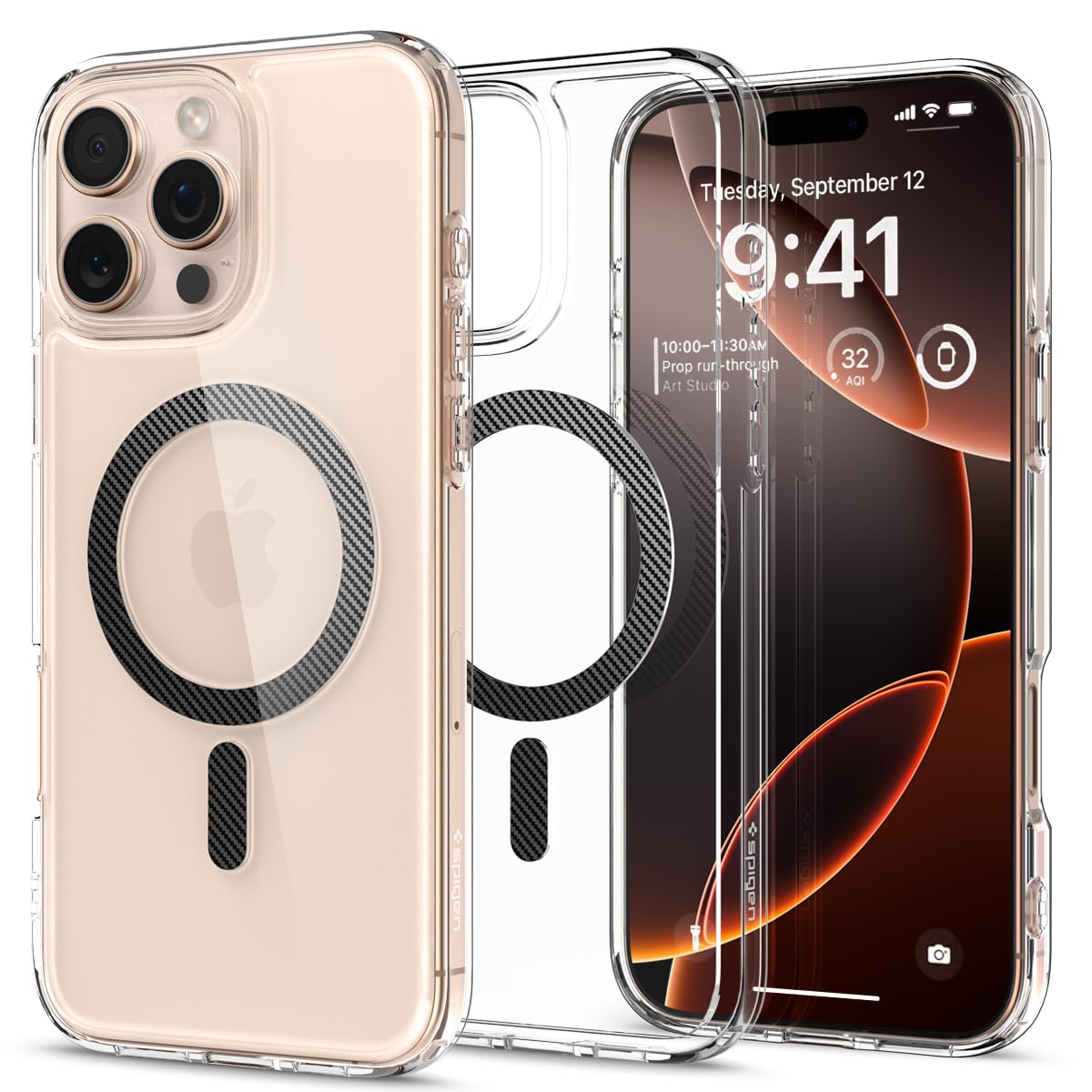 Foto 2 pulgar | Funda Spigen Ultra Hybrid Magfit Para Iphone 16 Pro Max Carbon - Venta Internacional.