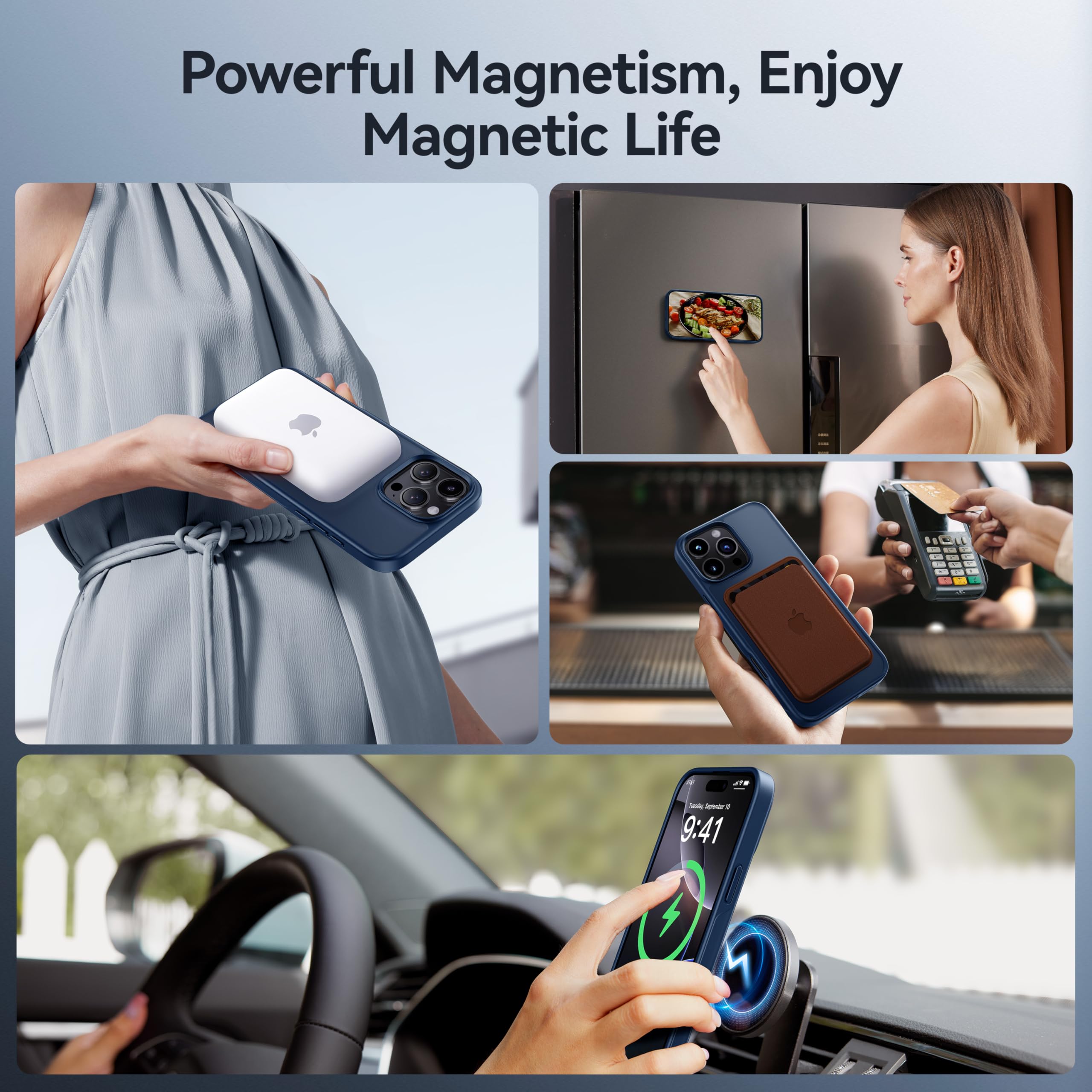 Foto 5 pulgar | Funda De Teléfono Casekoo Diseñada Para Iphone 16 Pro Con Soporte Azul - Venta Internacional.