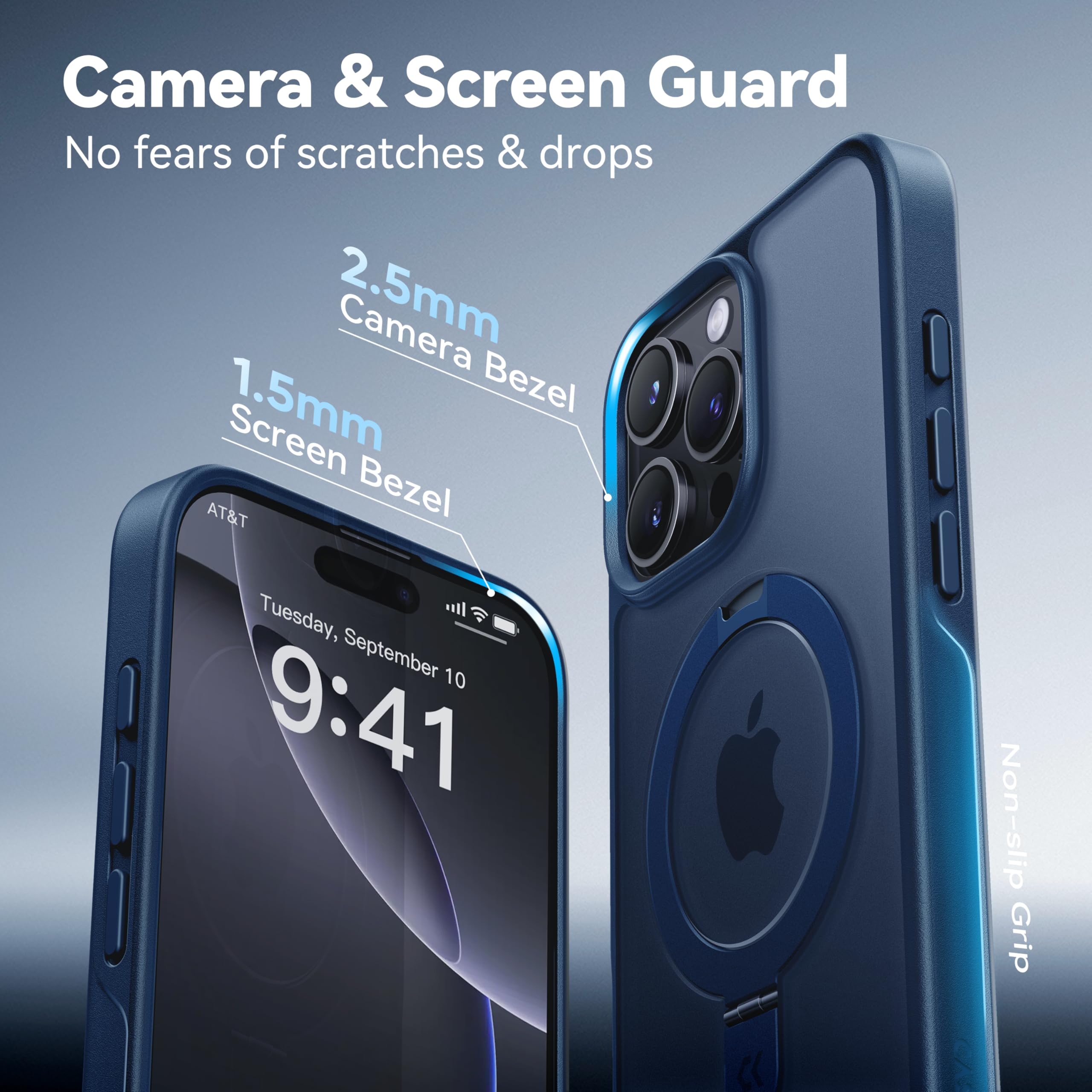 Foto 7 pulgar | Funda De Teléfono Casekoo Diseñada Para Iphone 16 Pro Con Soporte Azul - Venta Internacional.