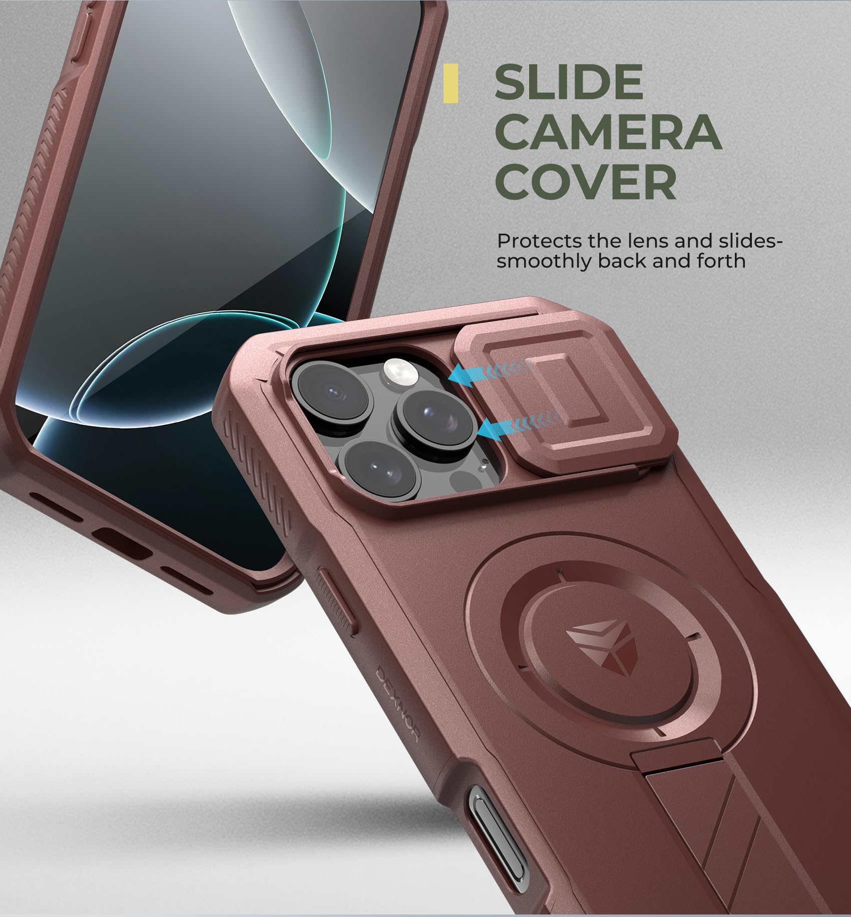 Foto 5 pulgar | Funda Dexnor Para Iphone 16 Pro Max Con Cámara Deslizante, Color Rojo - Venta Internacional.