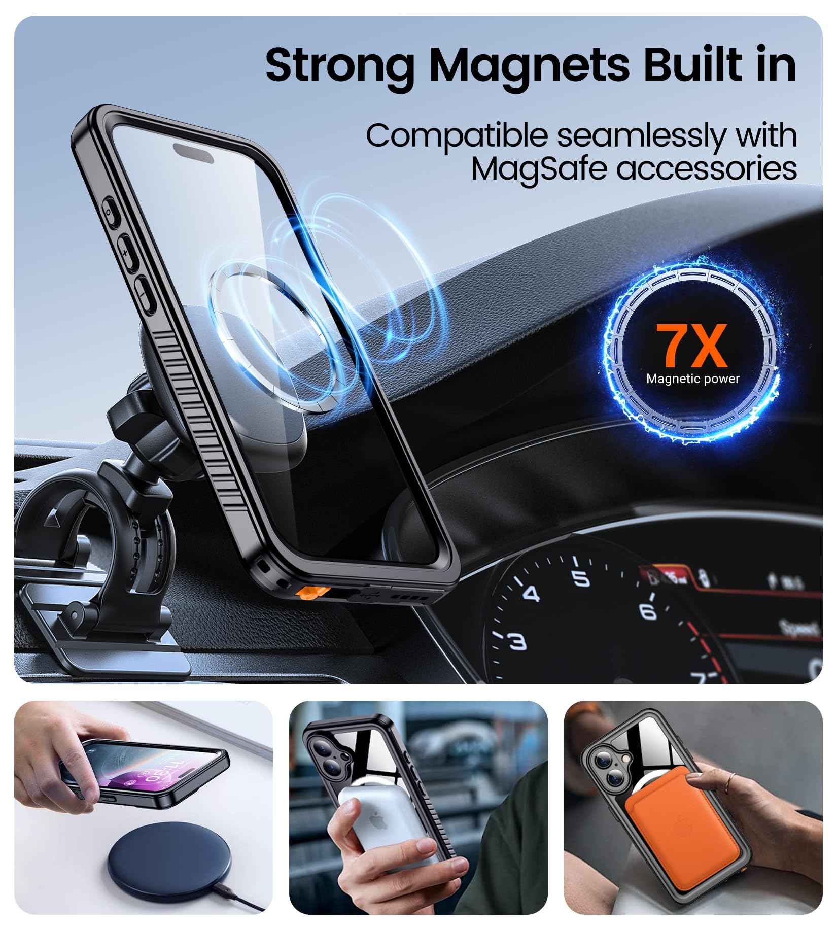 Foto 6 pulgar | Funda De Teléfono Temdan Magnética Impermeable Para Iphone 16 Plus - Venta Internacional.