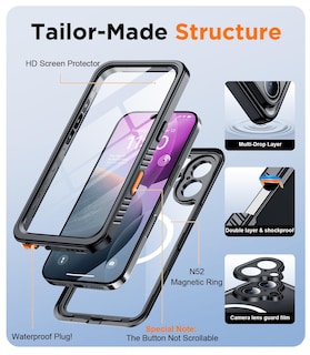 Foto 6 | Funda De Teléfono Temdan Magnética Impermeable Para Iphone 16 Plus - Venta Internacional.