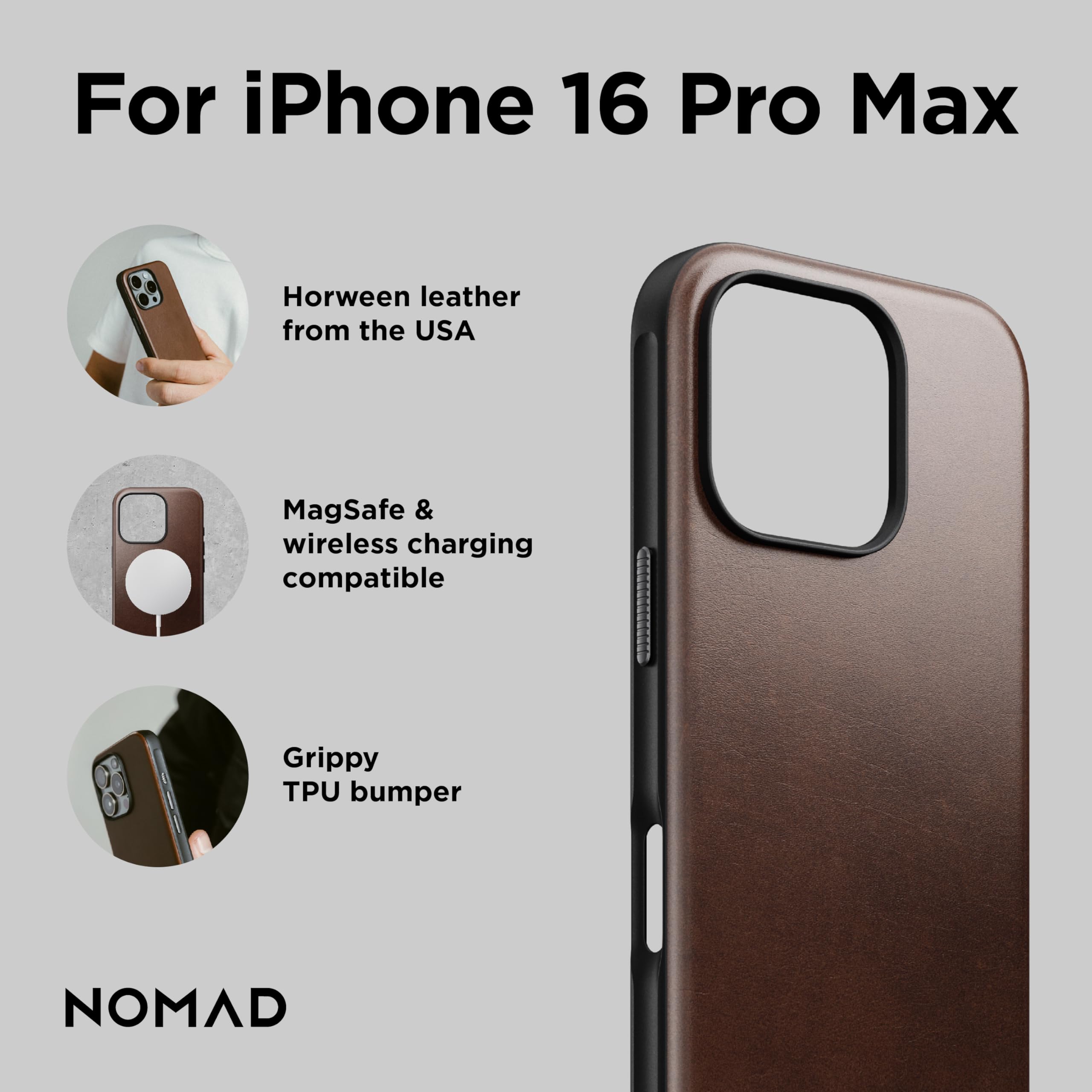 Foto 4 pulgar | Funda De Piel Para Iphone 16 Pro Max Nomad Modern Rustic Brown - Venta Internacional.