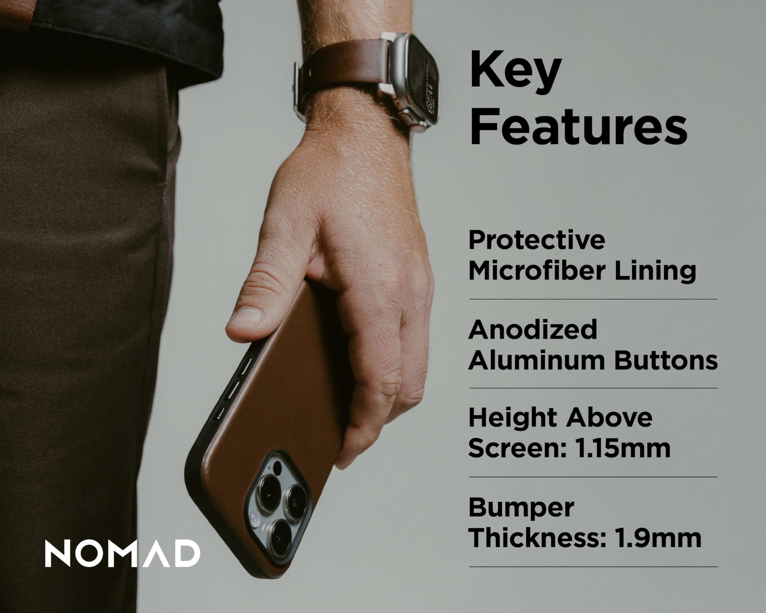 Foto 5 pulgar | Funda De Piel Para Iphone 16 Pro Max Nomad Modern Rustic Brown - Venta Internacional.