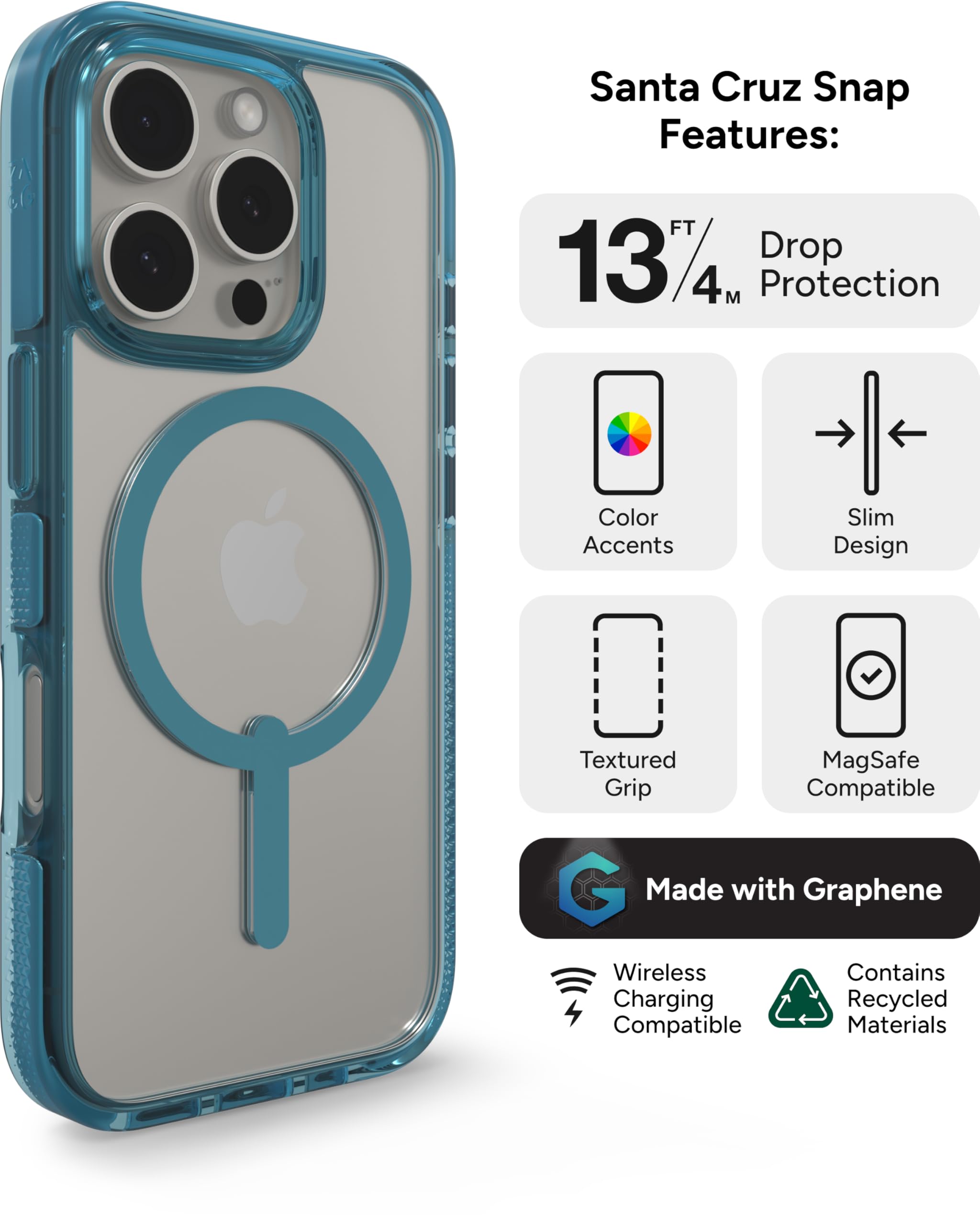 Foto 4 pulgar | Funda Snap Zagg Santa Cruz Para Iphone 16 Pro Magsafe Clear - Venta Internacional.