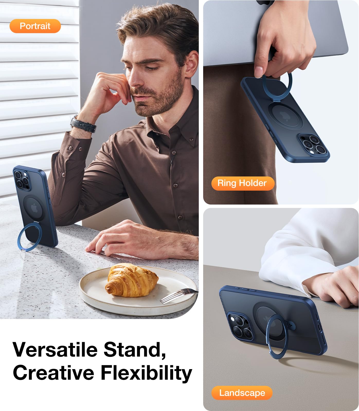 Foto 6 pulgar | Funda Con Soporte Magnético Torras Para Iphone 16 Pro Max, Color Azul - Venta Internacional.