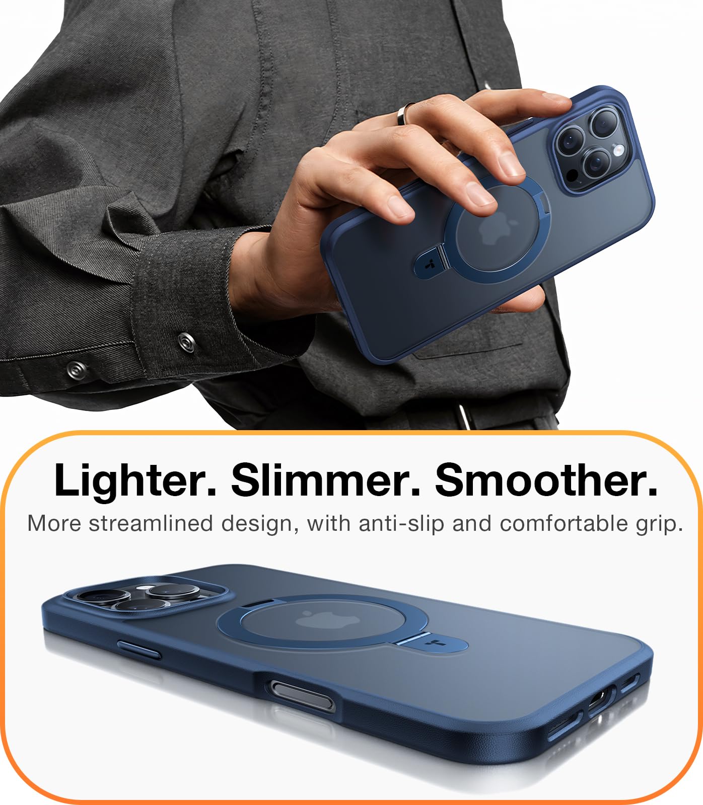 Foto 7 pulgar | Funda Con Soporte Magnético Torras Para Iphone 16 Pro Max, Color Azul - Venta Internacional.