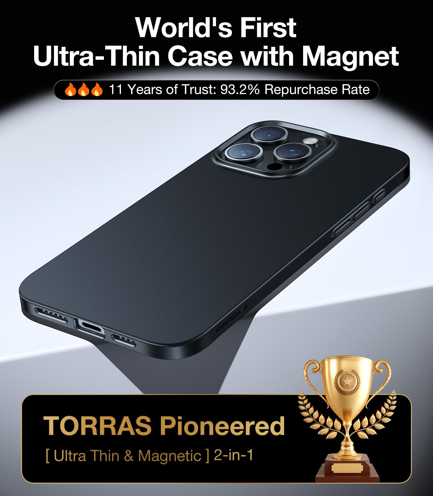 Foto 3 pulgar | Funda De Teléfono Torras Magnetic Slim Fit Para Iphone 16 Pro Negra - Venta Internacional.