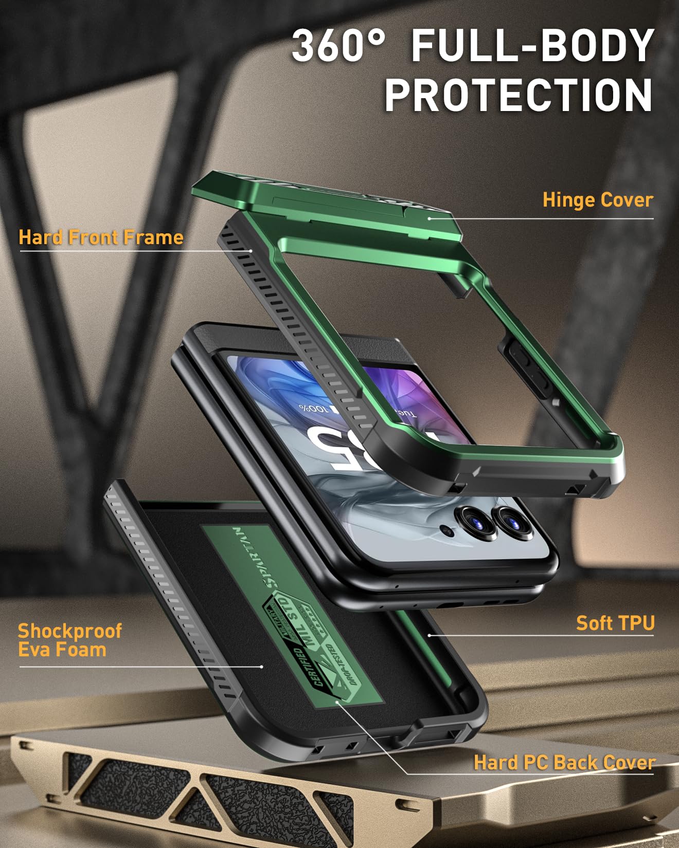 Foto 4 pulgar | Funda Poetic Spartan Para Motorola Moto Razr 2024 Con Soporte - Venta Internacional.
