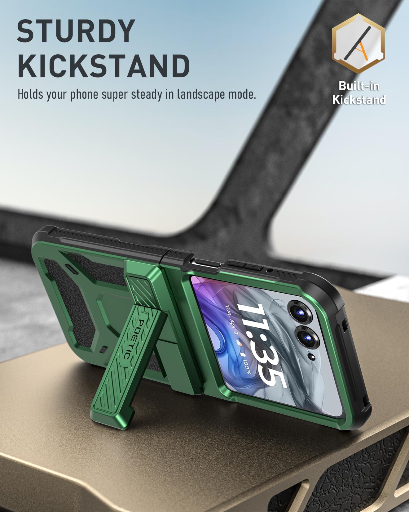 Foto 5 pulgar | Funda Poetic Spartan Para Motorola Moto Razr 2024 Con Soporte - Venta Internacional.