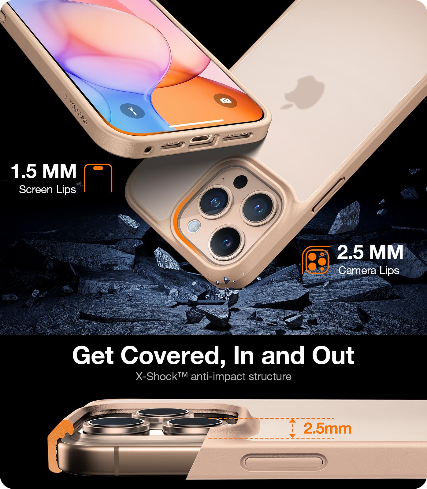 Foto 5 pulgar | Funda De Teléfono Torras Guardian A Prueba De Golpes Para Iphone 16 Pro - Venta Internacional.