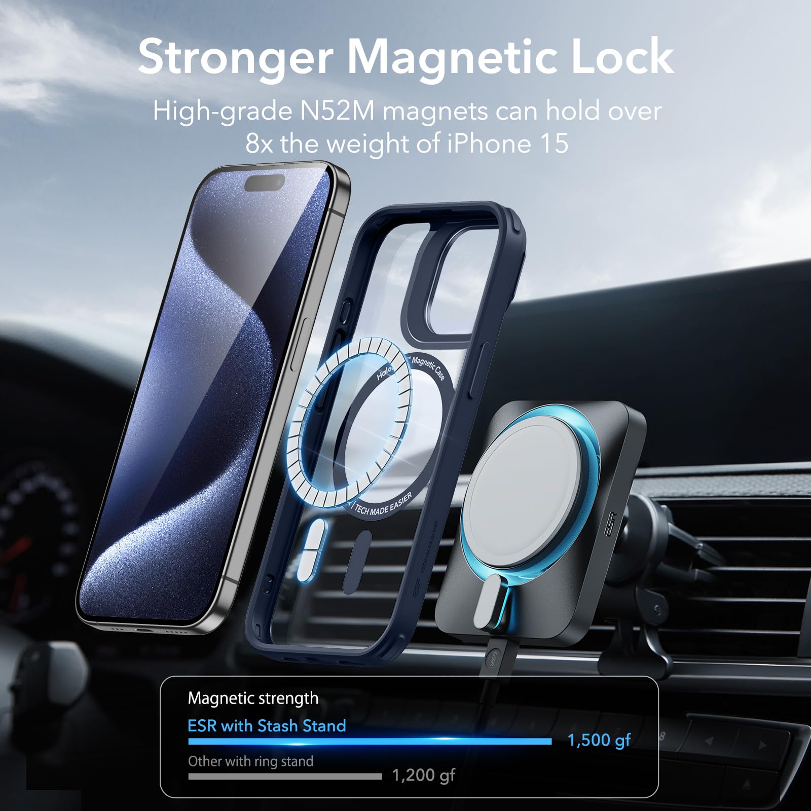 Foto 6 pulgar | Funda De Teléfono Esr Para Iphone 15 Pro Max Con Magsafe Clear Azul Oscuro - Venta Internacional.