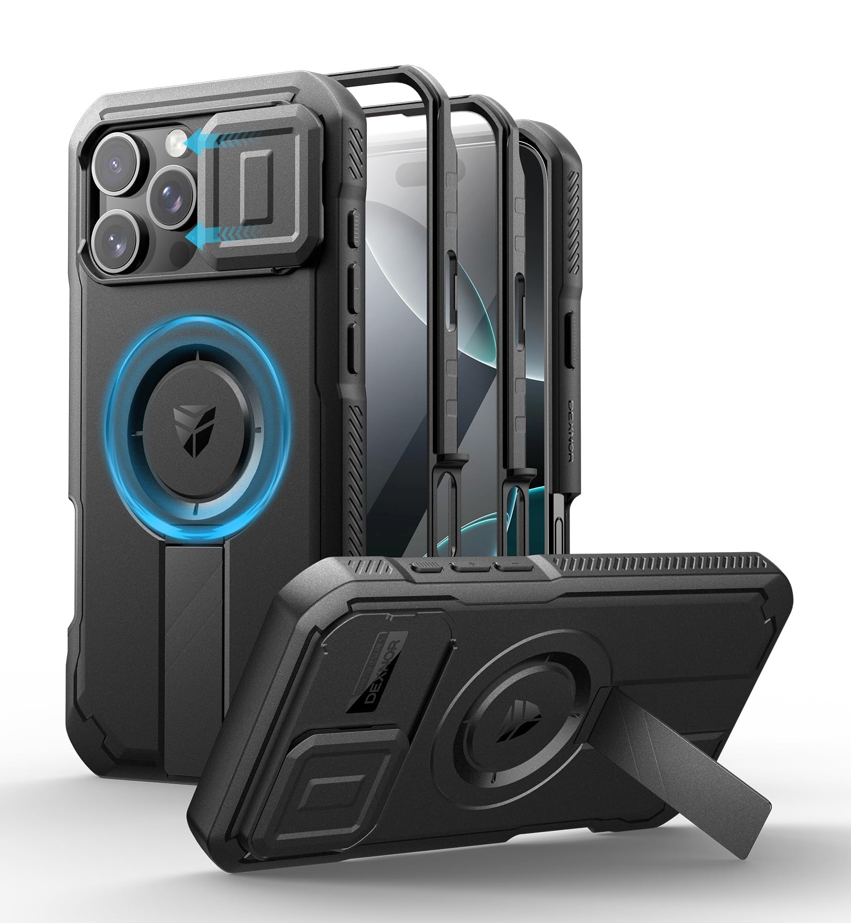 Funda Dexnor Para Iphone 16 Pro Max Con Cámara Deslizante Negra - Venta Internacional.