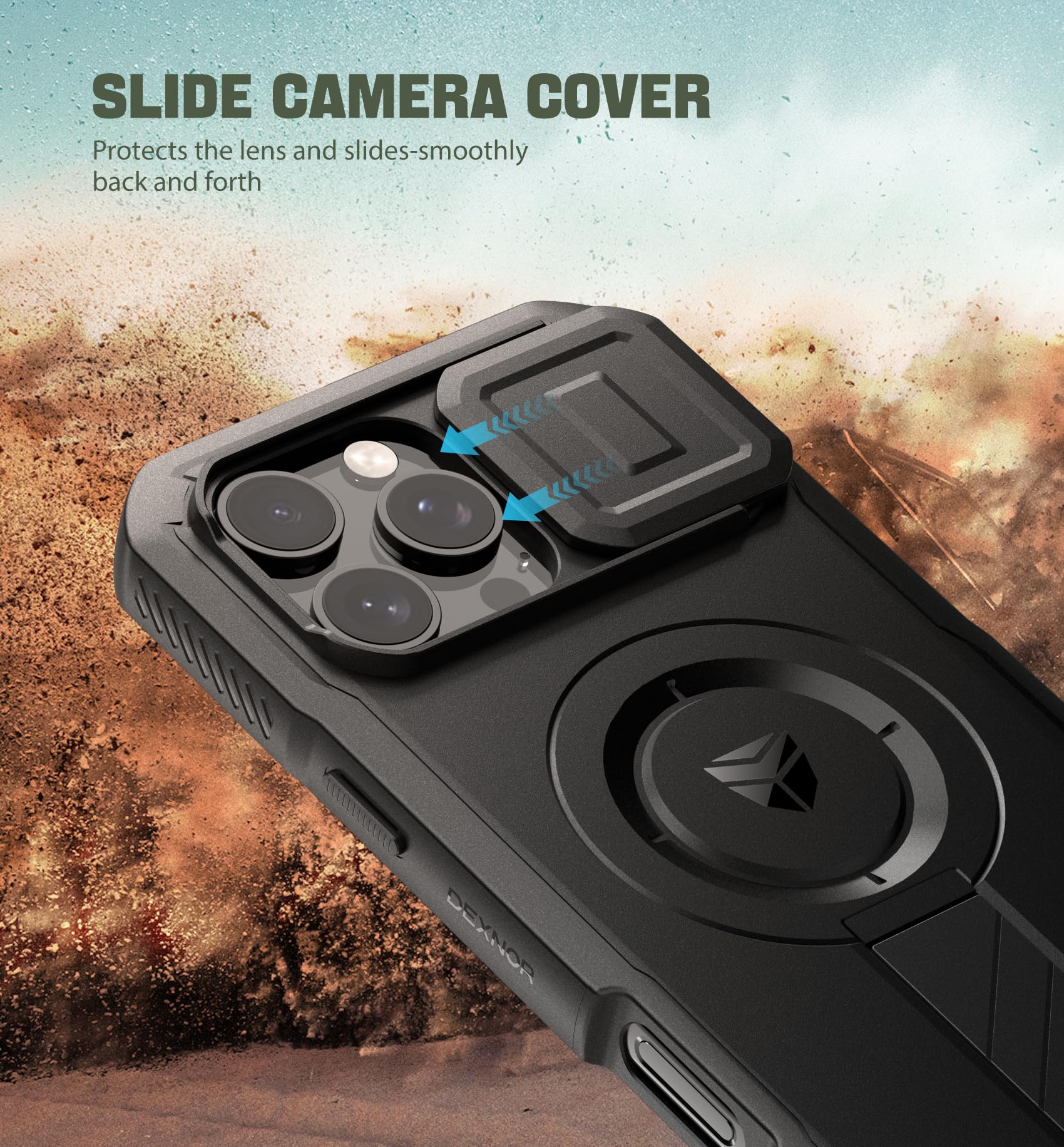 Foto 5 pulgar | Funda Dexnor Para Iphone 16 Pro Max Con Cámara Deslizante Negra - Venta Internacional.