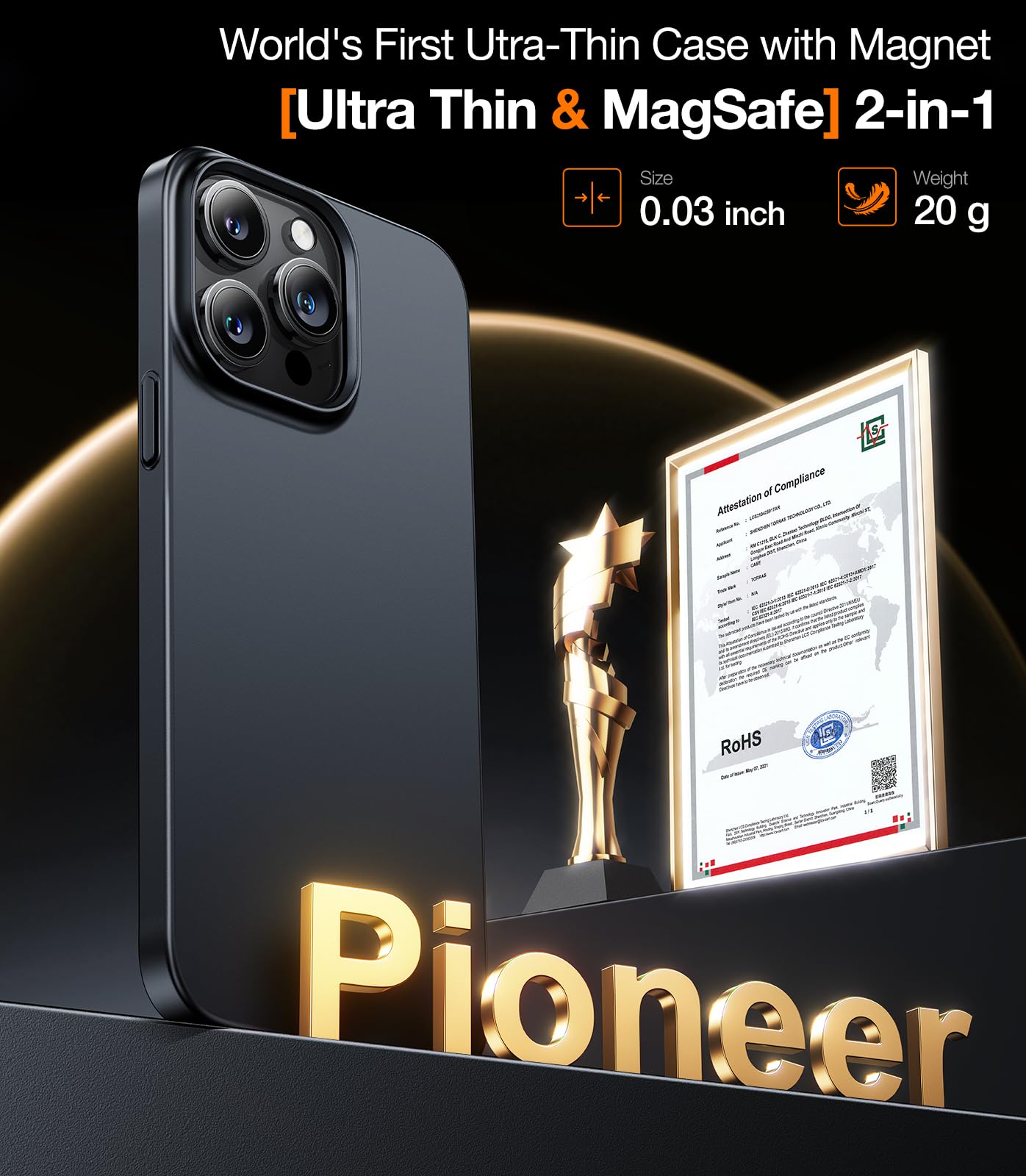 Foto 3 pulgar | Funda Para Teléfono Torras Magnetic Slim Fit Para Iphone 15 Pro, Negra - Venta Internacional.