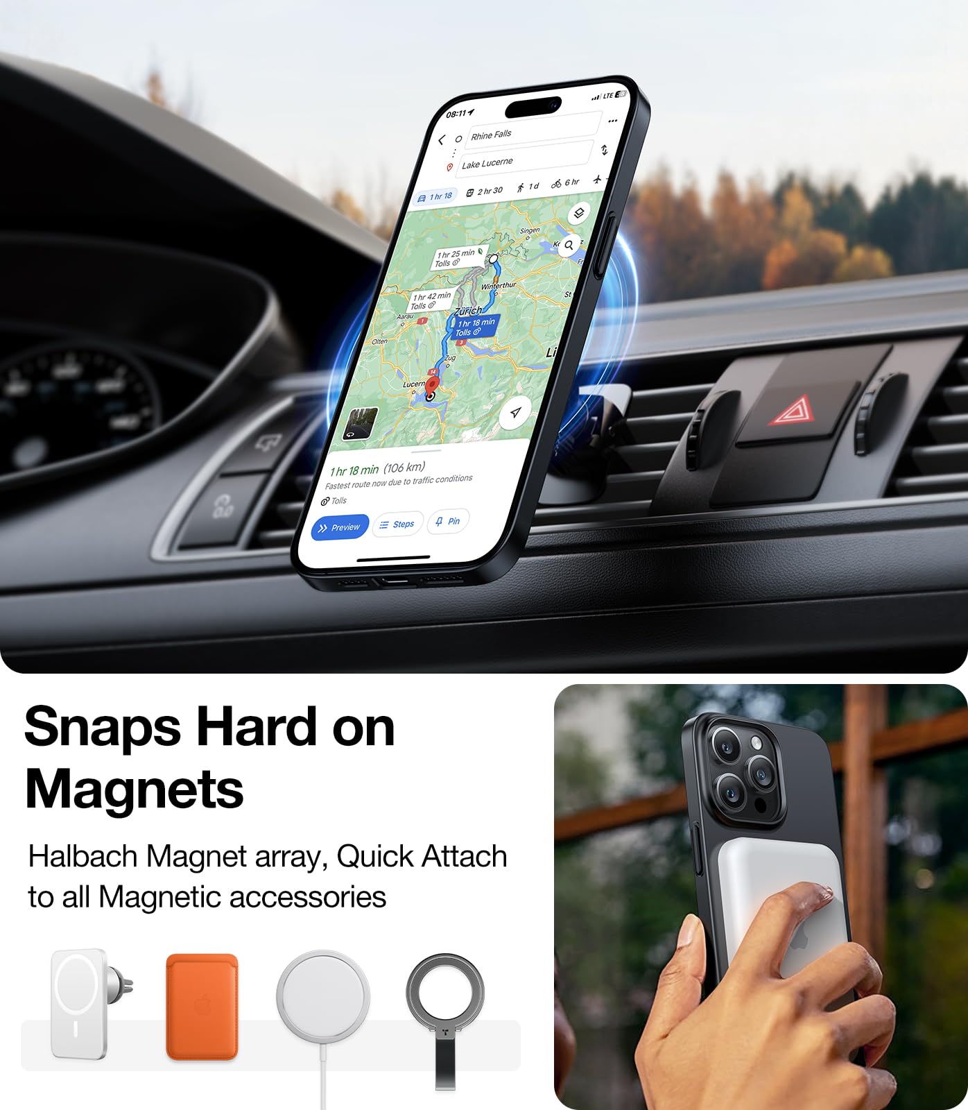 Foto 4 pulgar | Funda Para Teléfono Torras Magnetic Slim Fit Para Iphone 15 Pro, Negra - Venta Internacional.