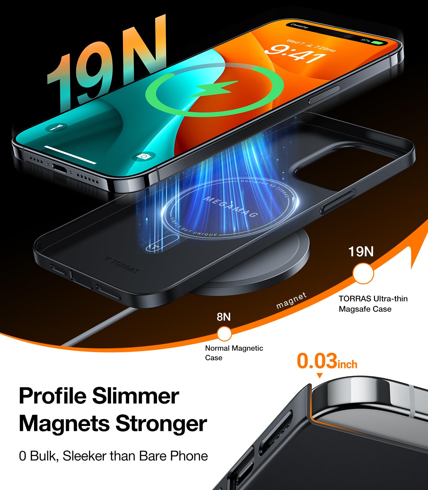 Foto 5 pulgar | Funda Para Teléfono Torras Magnetic Slim Fit Para Iphone 15 Pro, Negra - Venta Internacional.