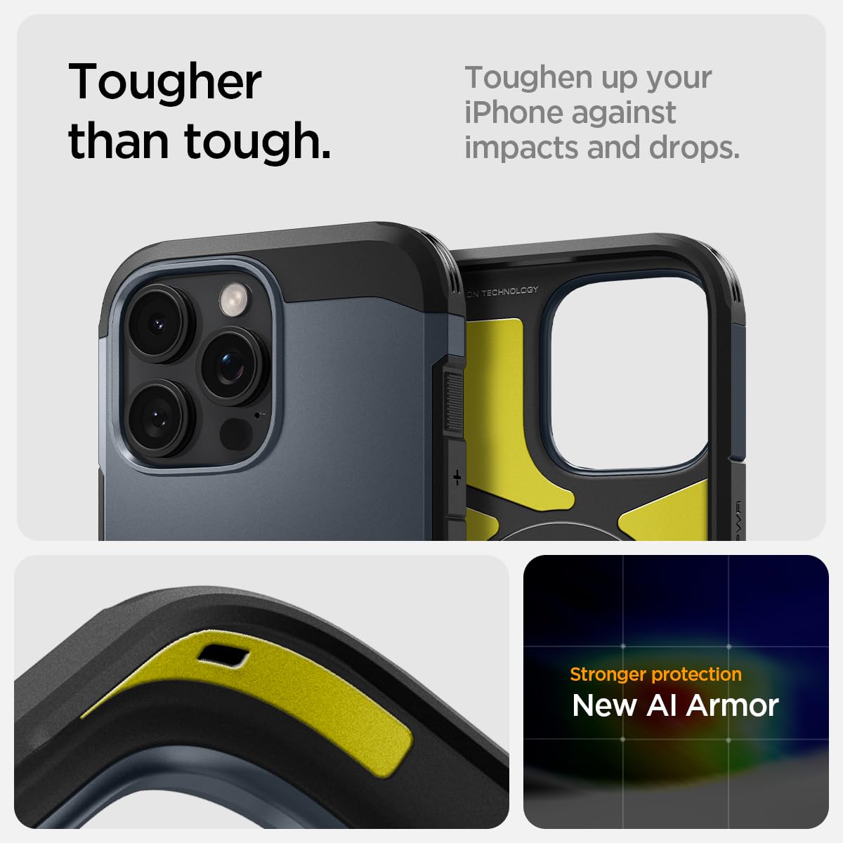 Foto 5 pulgar | Funda Para Iphone 16 Pro Max Spigen Tough Armor T Magfit Metal Slate - Venta Internacional.