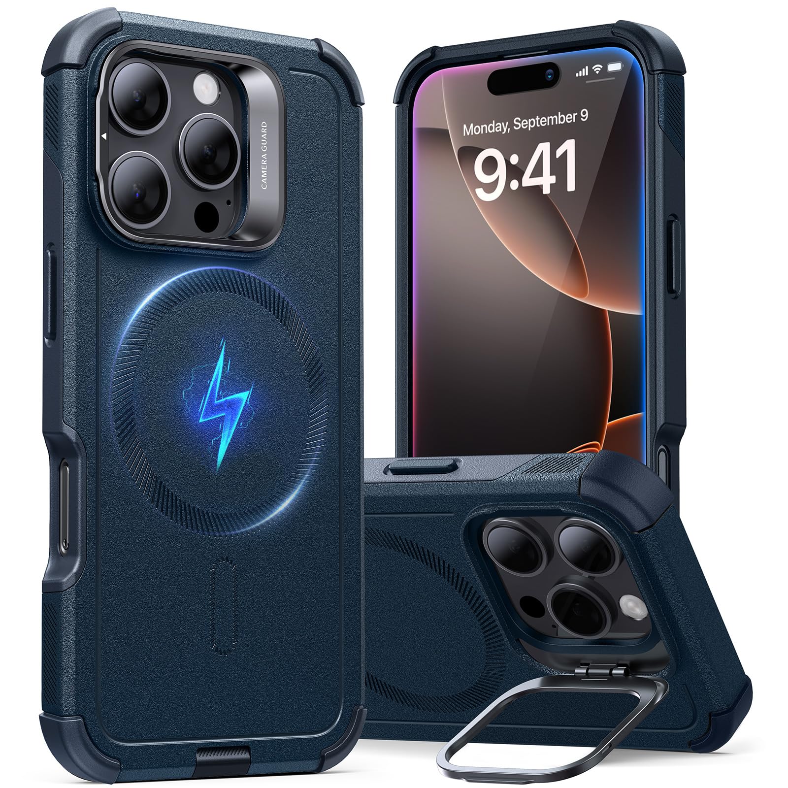 Funda Esr Para Iphone 16 Pro Con Soporte Azul Marino - Venta Internacional.