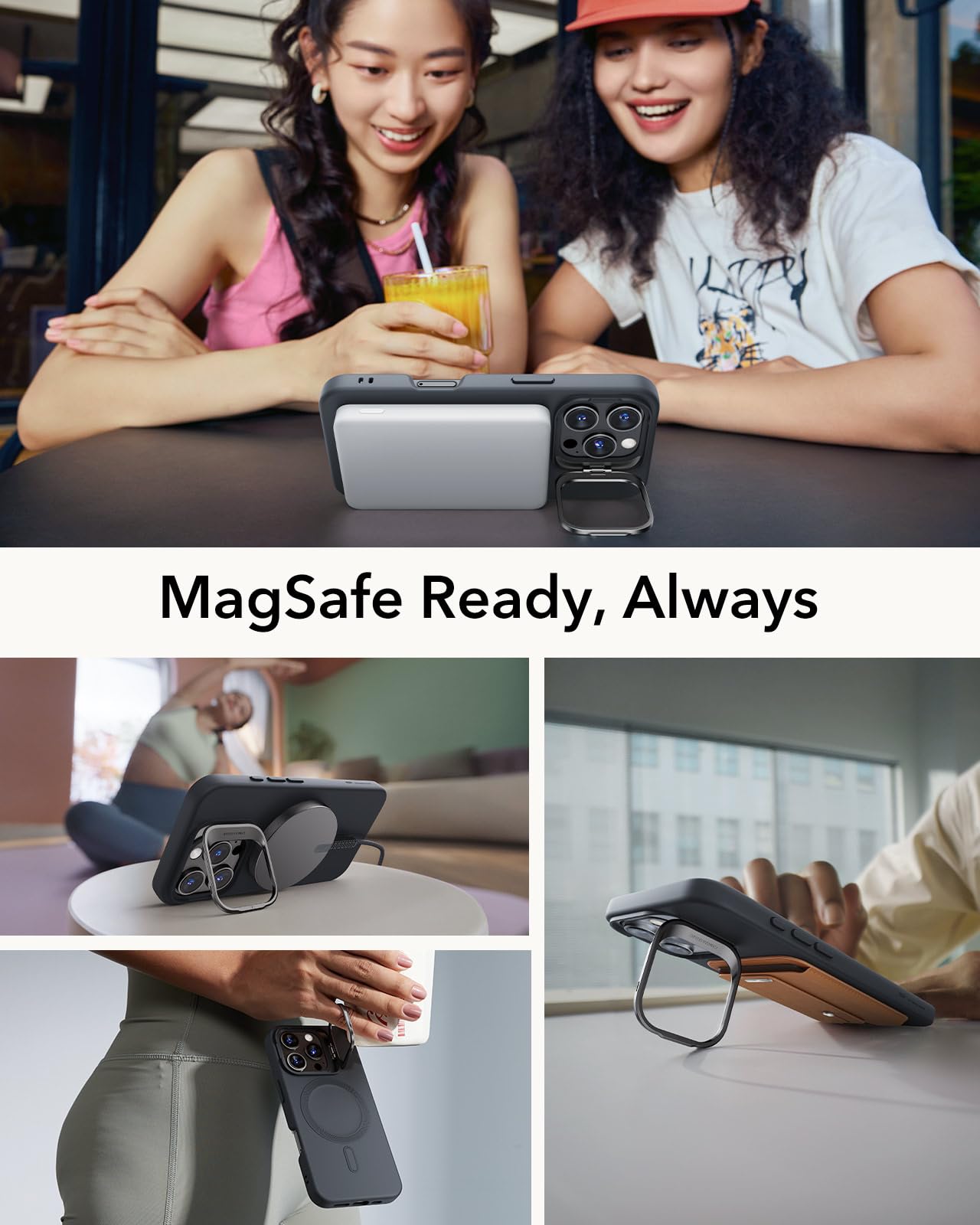 Foto 4 pulgar | Funda Esr Para Iphone 16 Pro De Silicona Con Soporte Negro - Venta Internacional.