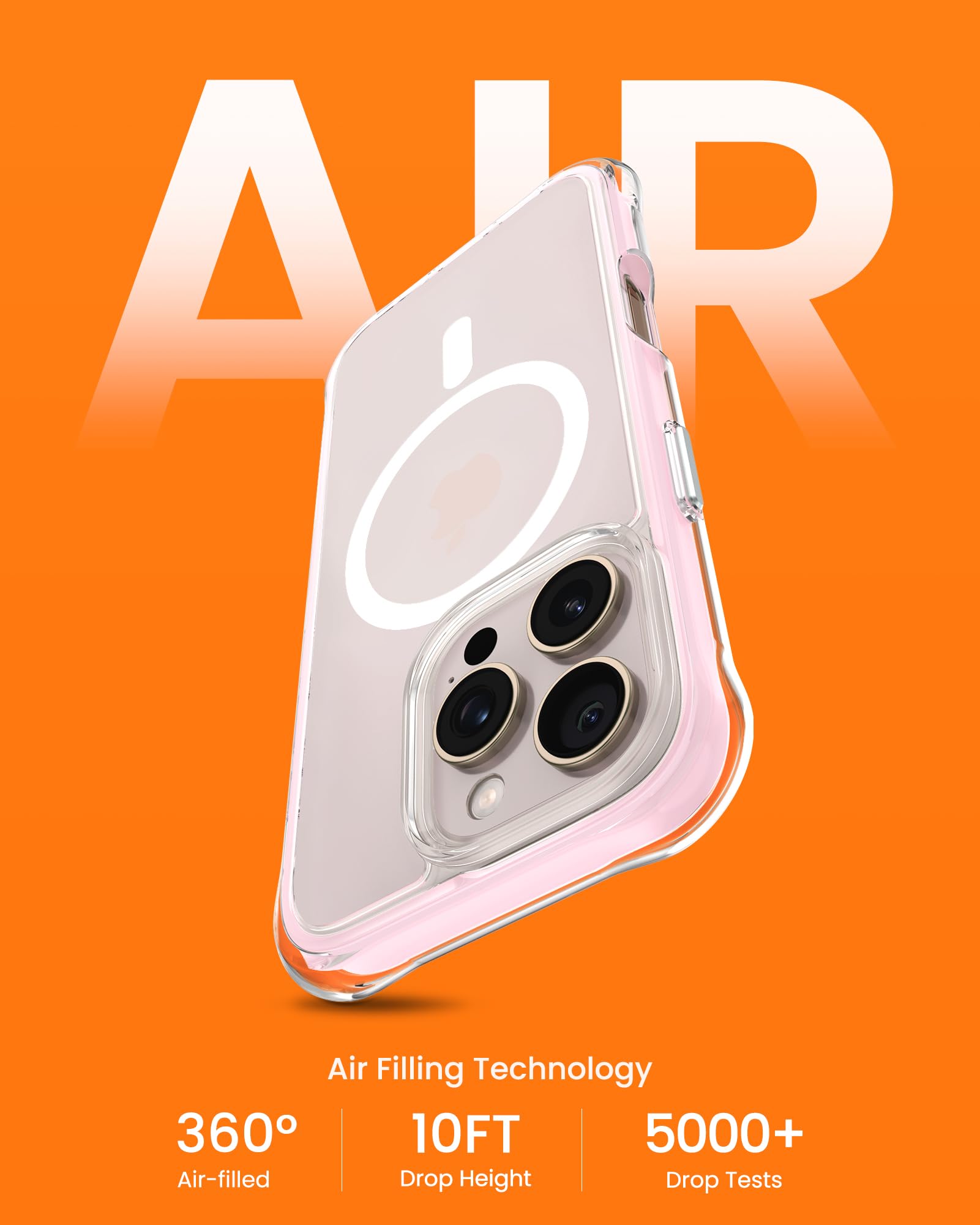 Foto 4 pulgar | Funda Ornarto Air Para Iphone 16 Pro Clear Con Magsafe Pink - Venta Internacional.