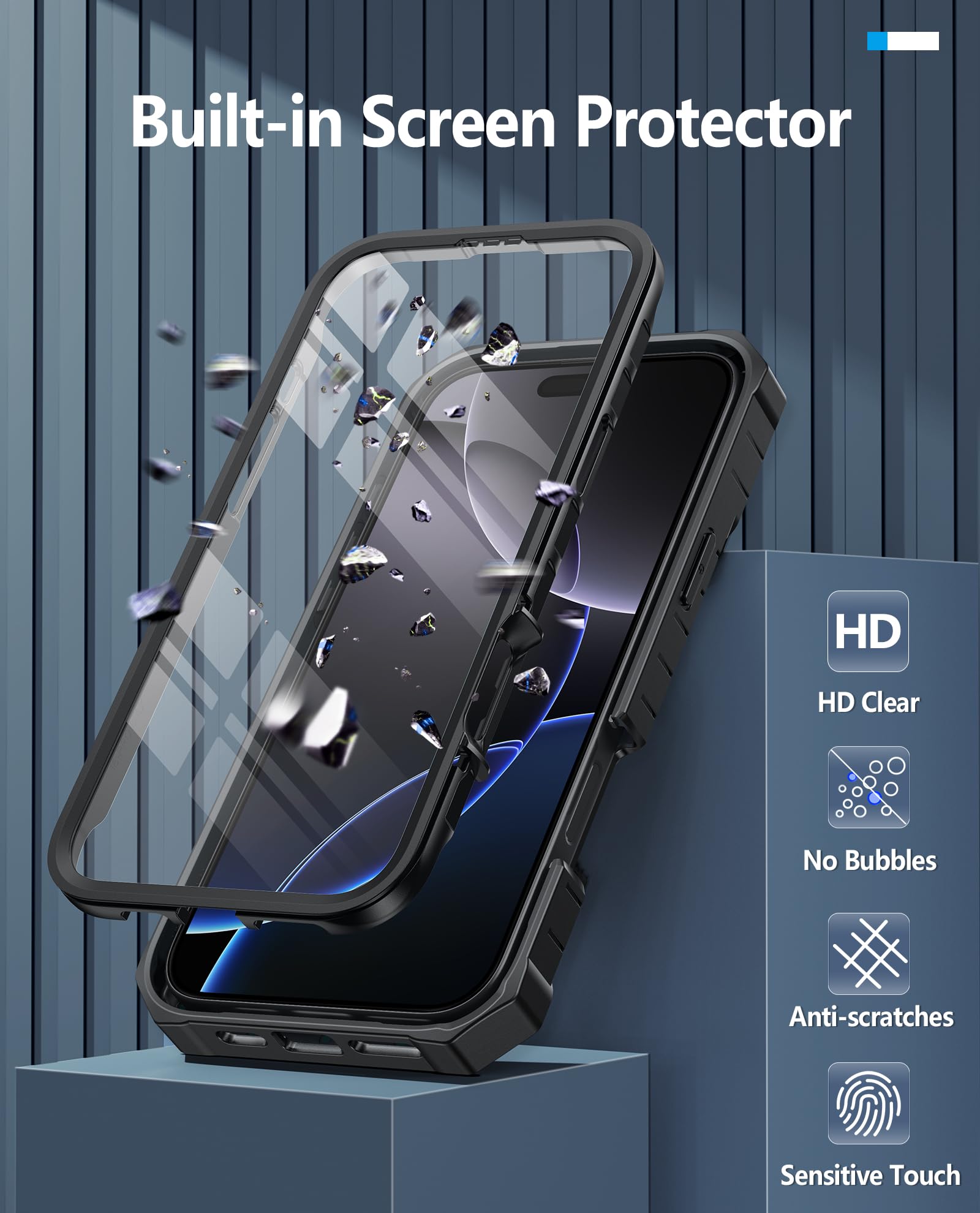 Foto 6 pulgar | Funda De Teléfono Fntcase Para Iphone 16 Pro-max De Grado Militar, Negra - Venta Internacional.