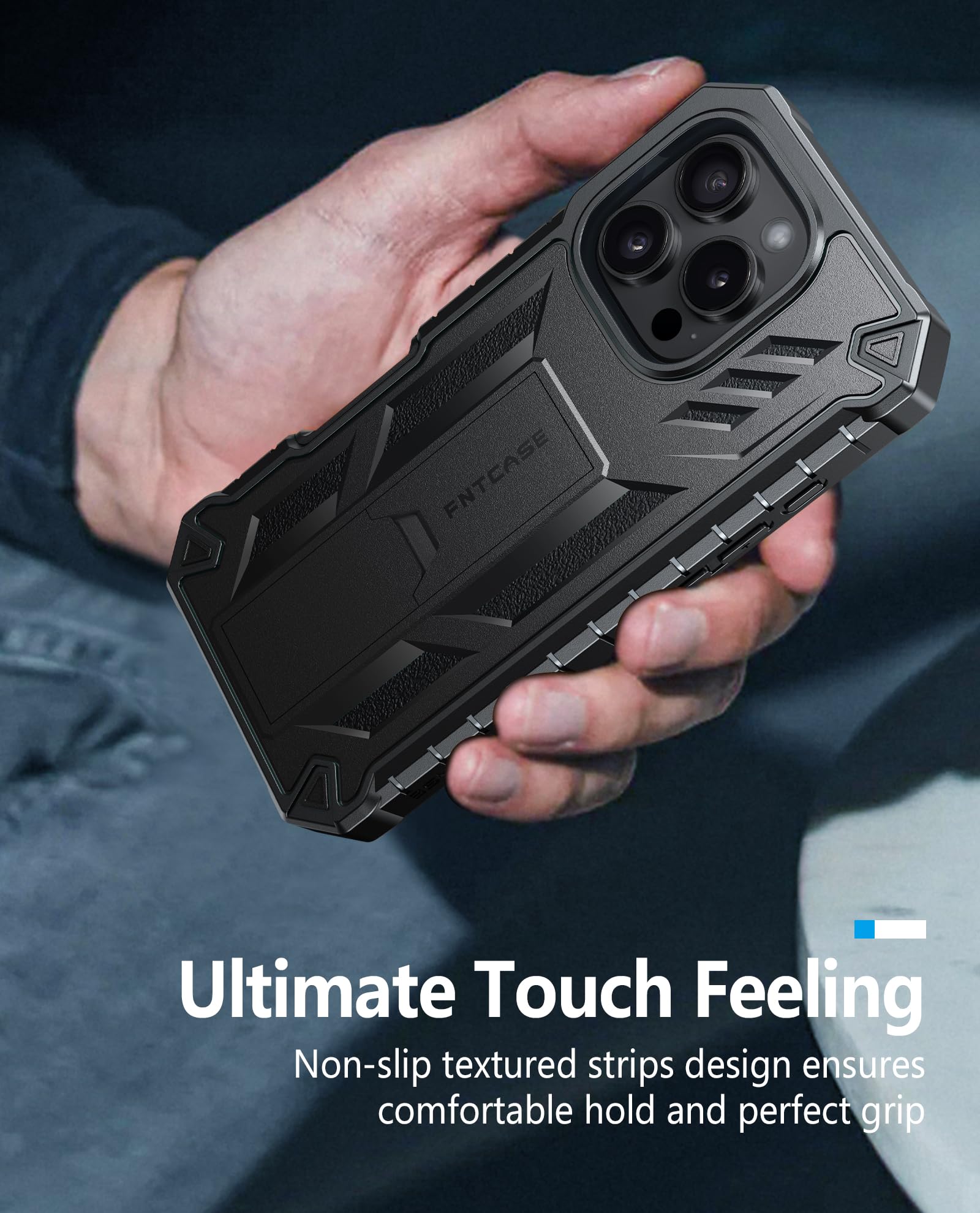 Foto 8 pulgar | Funda De Teléfono Fntcase Para Iphone 16 Pro-max De Grado Militar, Negra - Venta Internacional.