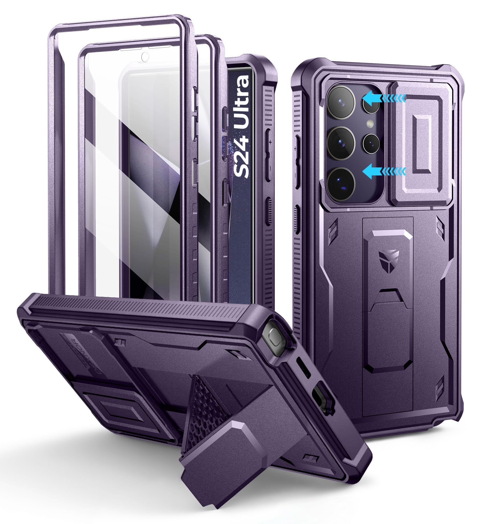 Funda Dexnor Para Samsung Galaxy S24 Ultra Con Cámara Deslizante, Color Morado - Venta Internacional.