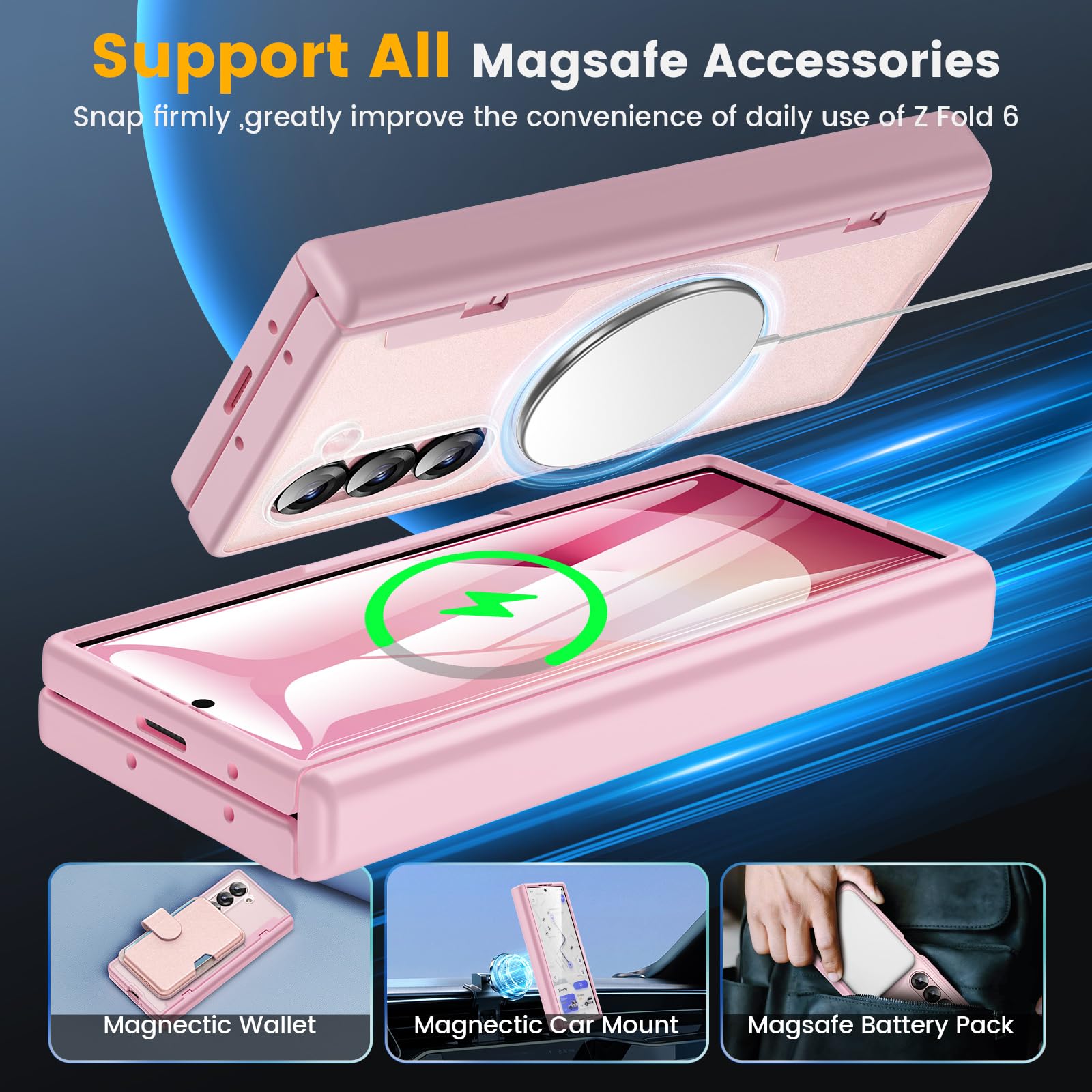 Foto 5 pulgar | Funda Caka Para Samsung Galaxy Z Fold 5 Con Carga Inalámbrica - Venta Internacional.