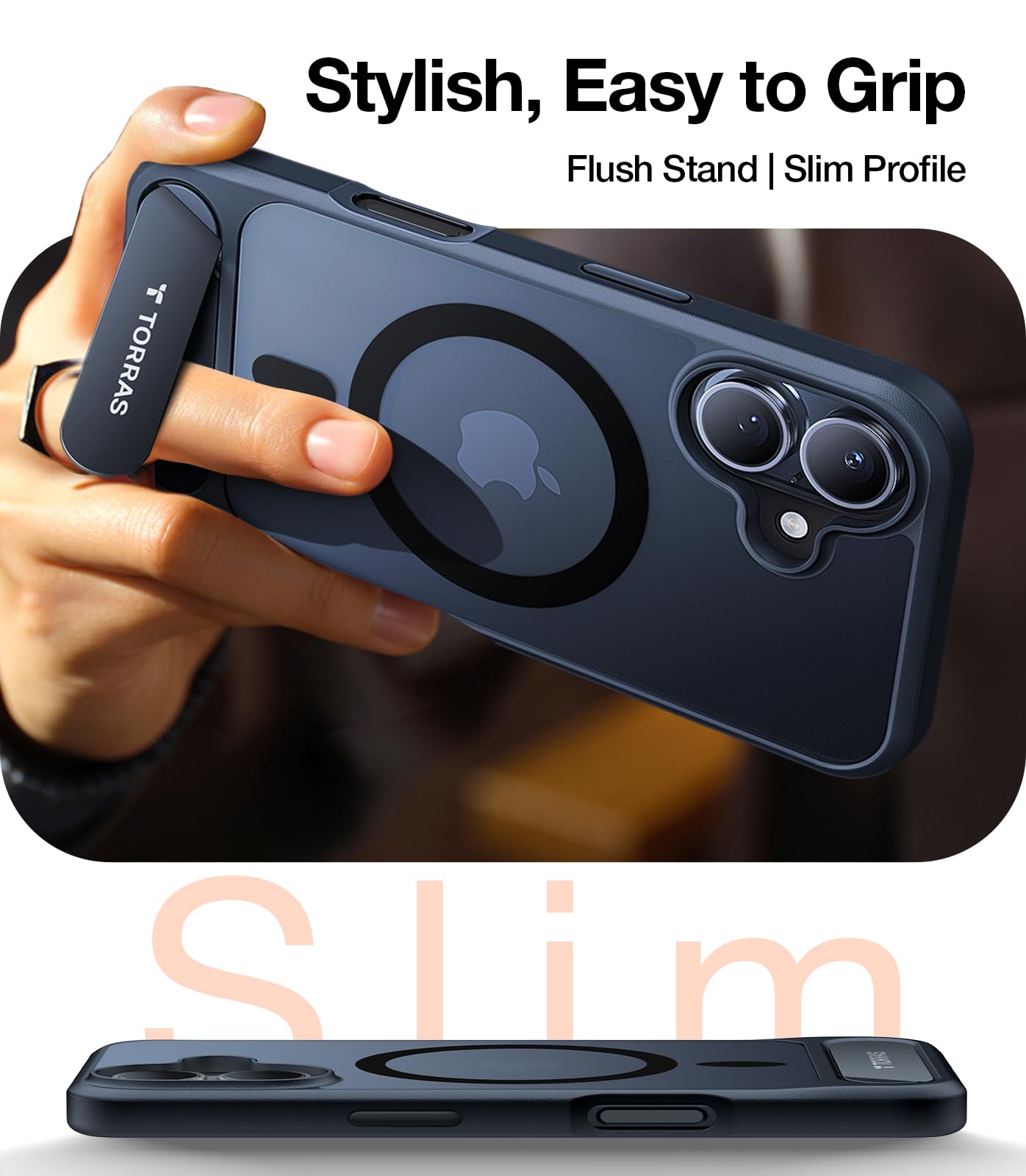 Foto 6 | Funda Torras Para Iphone 16 Con Soporte Magnético, Color Negro - Venta Internacional.