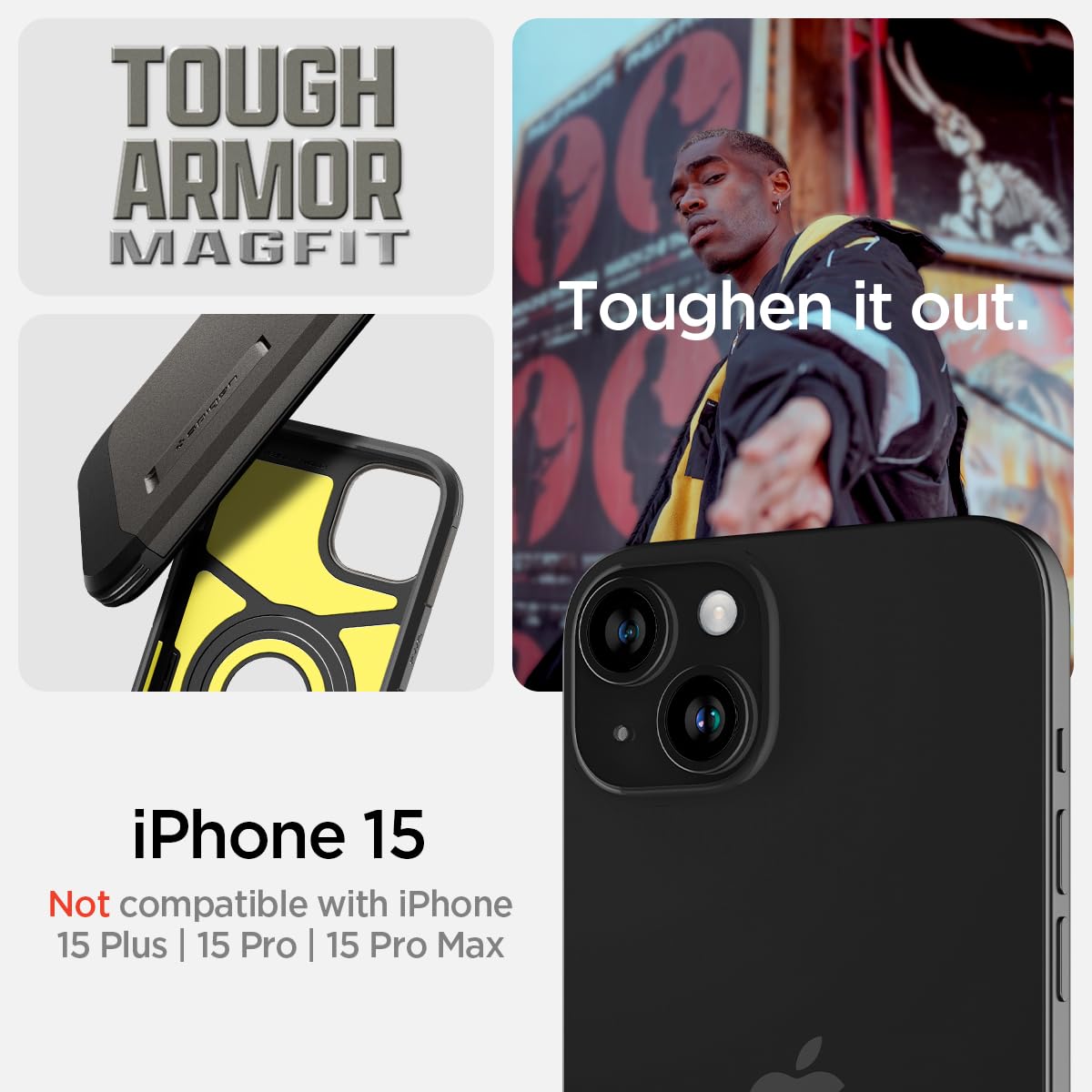 Foto 3 pulgar | Funda Spigen Tough Armor Magfit Para Iphone 15 Con Soporte En Bronce - Venta Internacional.