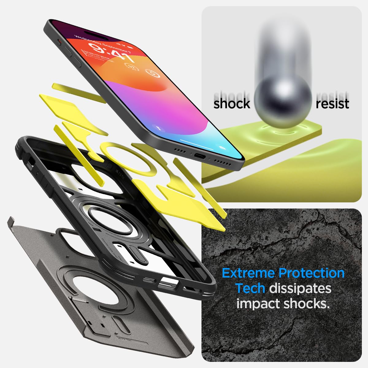 Foto 6 pulgar | Funda Spigen Tough Armor Magfit Para Iphone 15 Con Soporte En Bronce - Venta Internacional.