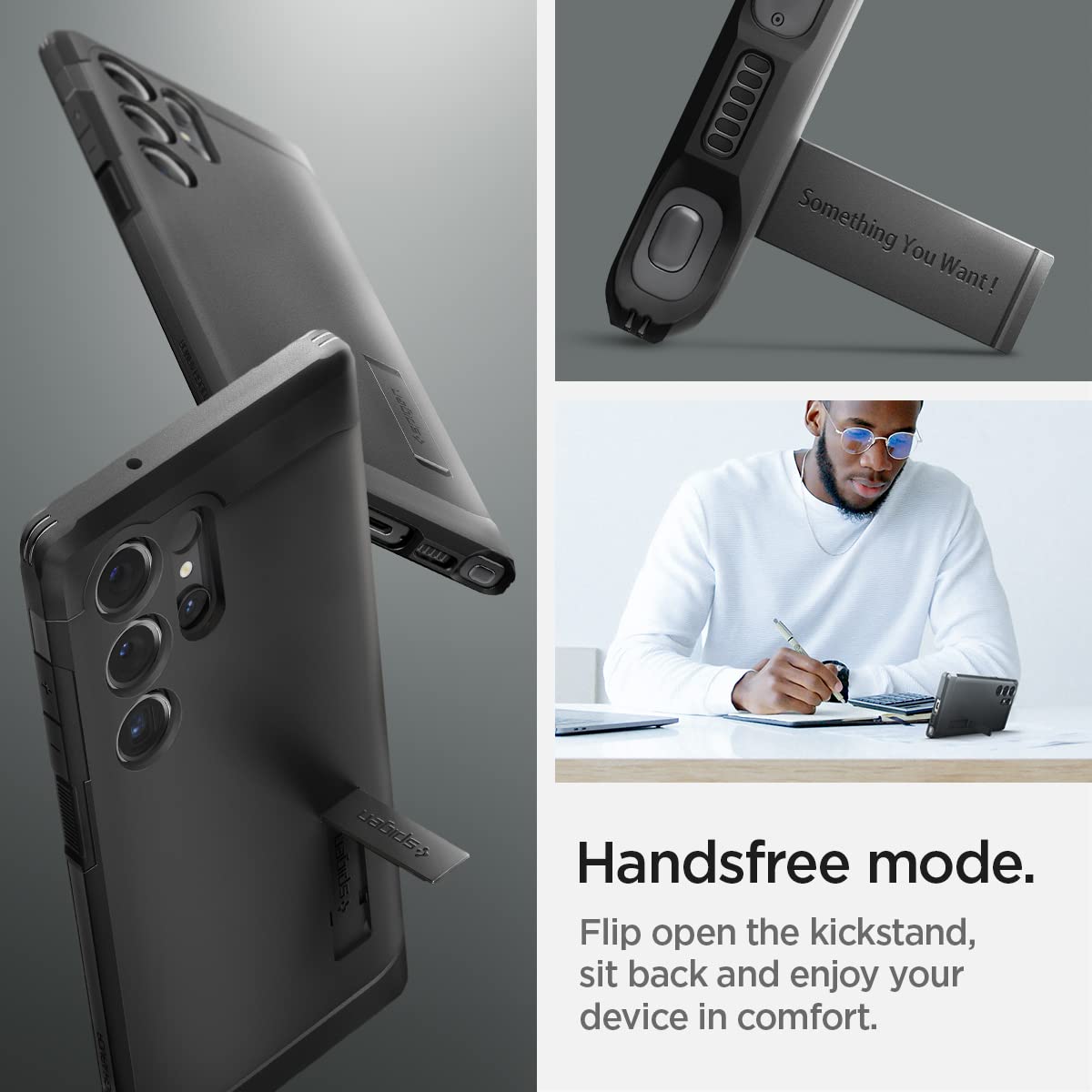 Foto 8 pulgar | Funda Spigen Tough Armor Para El Galaxy S23 Ultra Con Soporte - Venta Internacional.