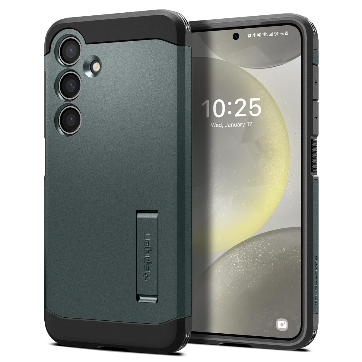 Funda Spigen Tough Armor Para Galaxy S24 Con Soporte, Color Verde - Venta Internacional.