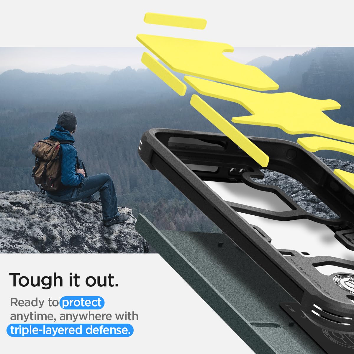 Foto 4 | Funda Spigen Tough Armor Para Galaxy S24 Con Soporte, Color Verde - Venta Internacional.