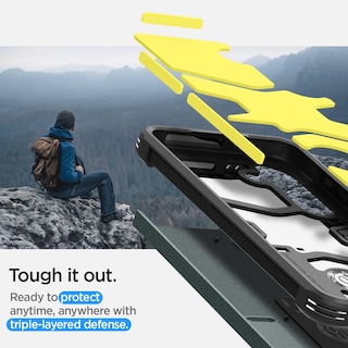 Foto 4 | Funda Spigen Tough Armor Para Galaxy S24 Con Soporte, Color Verde - Venta Internacional.