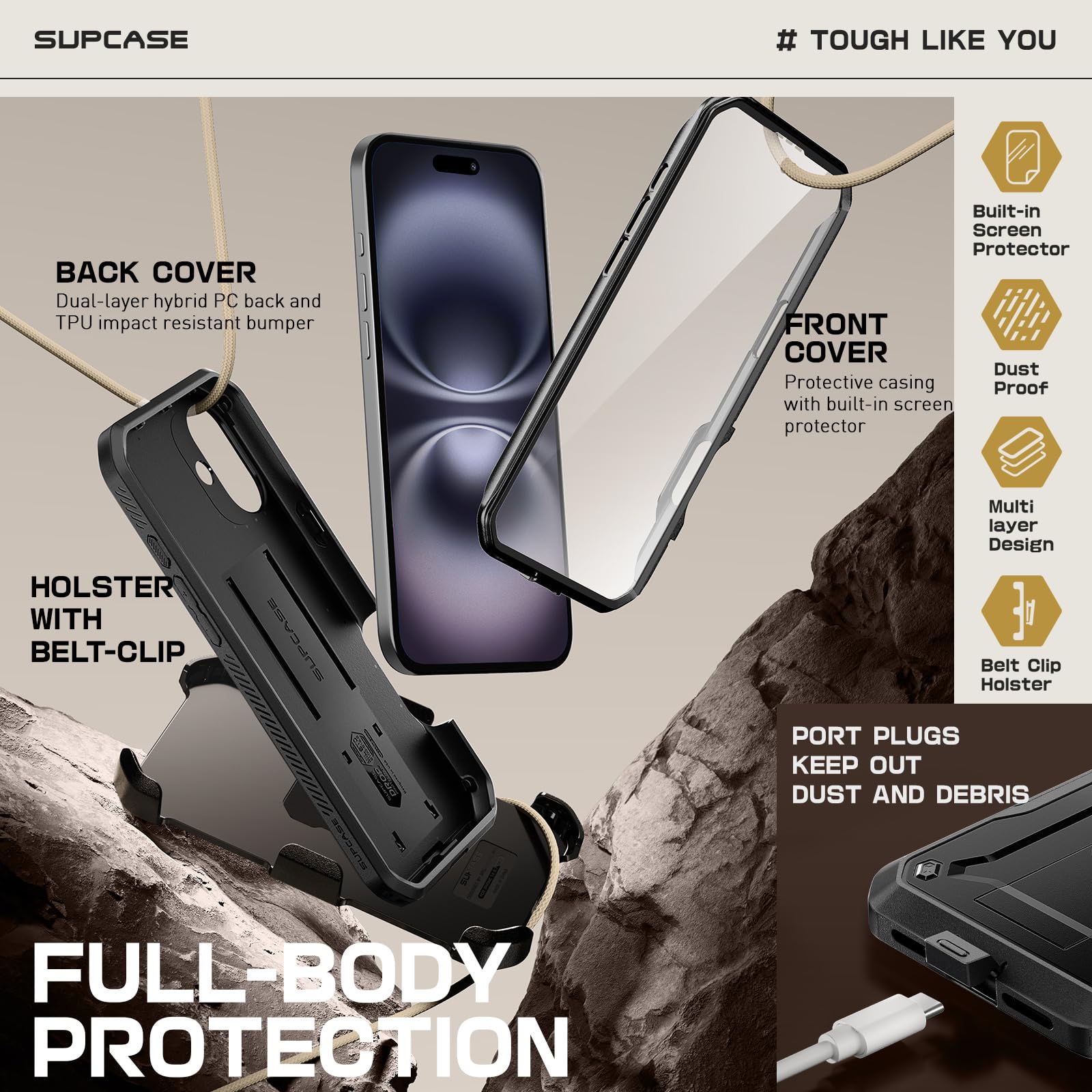 Foto 6 pulgar | Funda De Teléfono Supcase Unicorn Beetle Pro Para Iphone 16 De 6.1 Pulgadas - Venta Internacional.